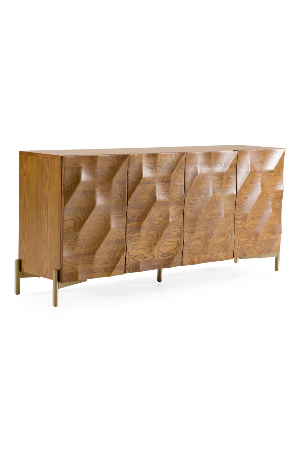Luxury Ash Wood 4-Door Sideboard European Style for Villa