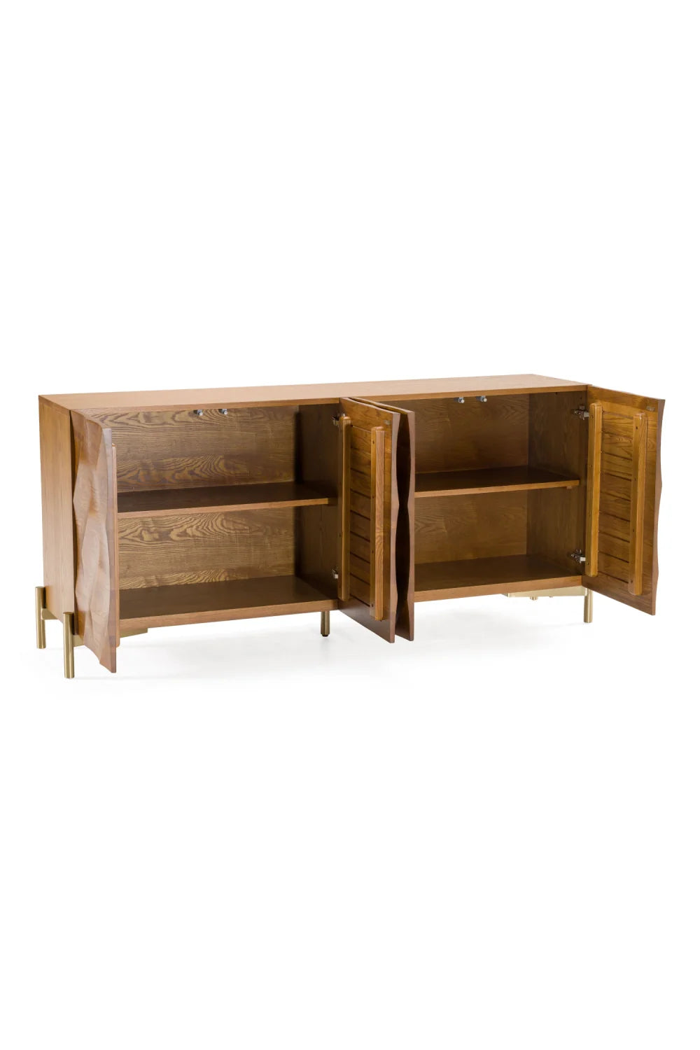 Luxury Ash Wood 4-Door Sideboard European Style for Villa