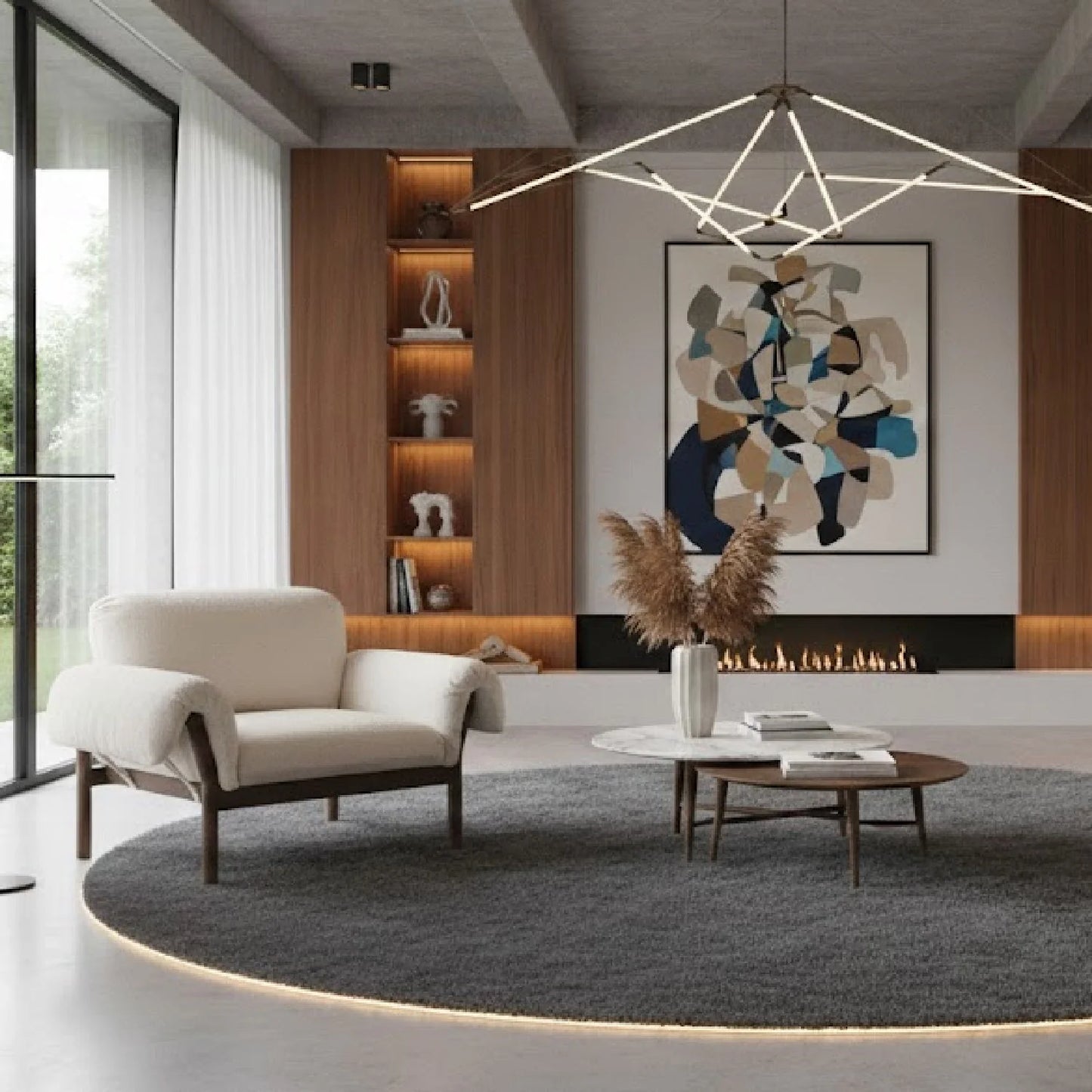 Luxury Ash Wood Lounge Chair Modern Italian Style for Villa