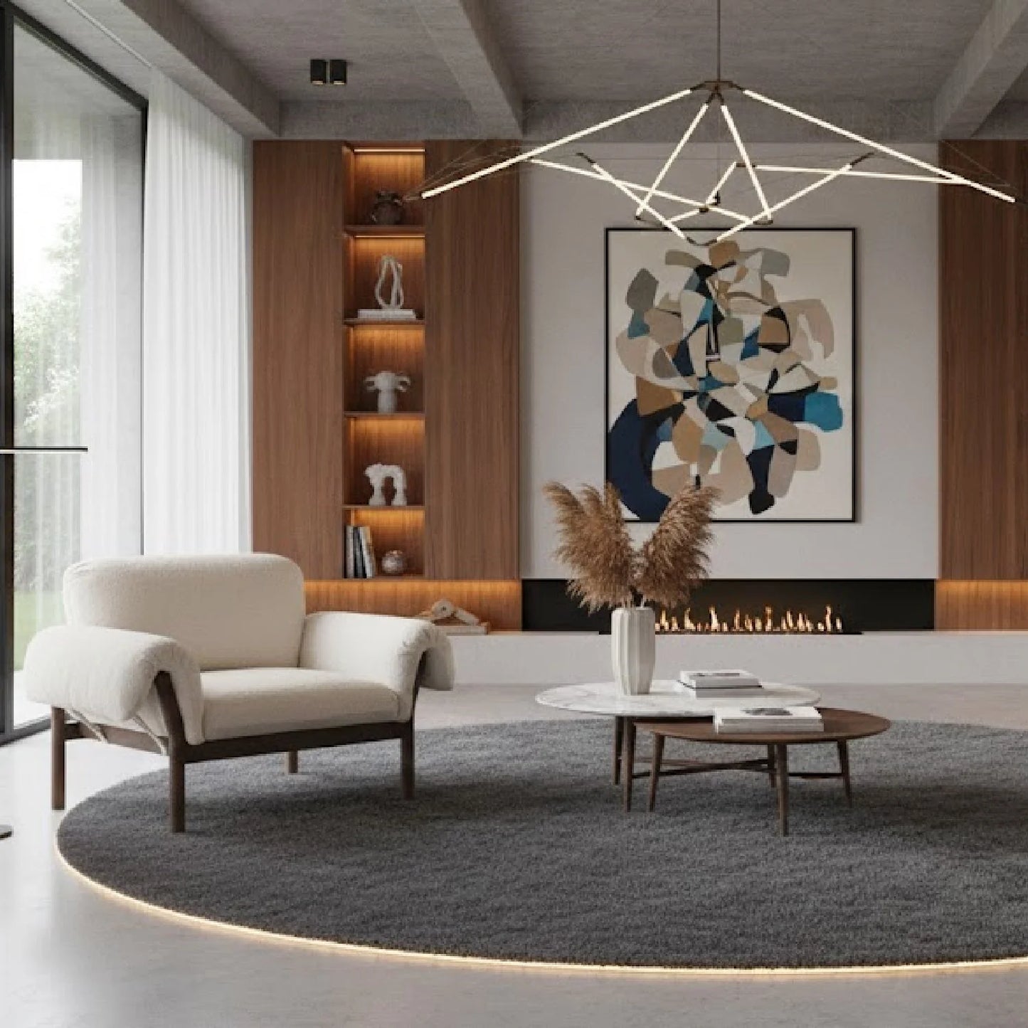 Luxury Ash Wood Lounge Chair Modern Italian Style for Villa