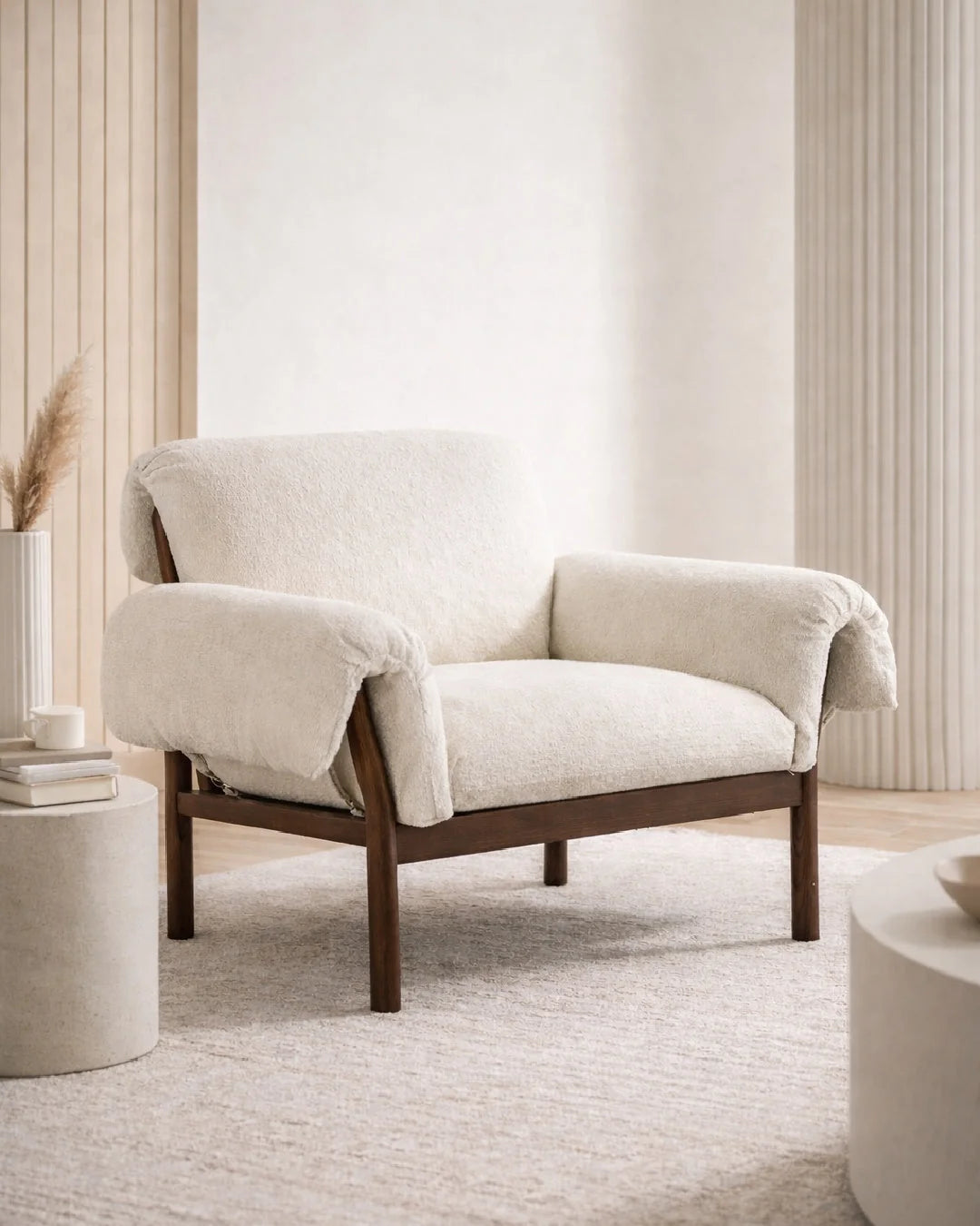Luxury Ash Wood Lounge Chair Modern Italian Style for Villa