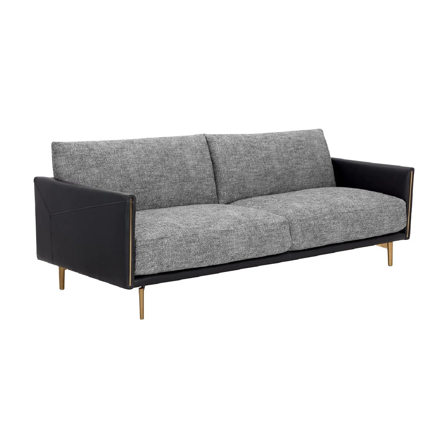 Luxury Ashi Black Leather Framed Sofa Modern Italian Style for Villa