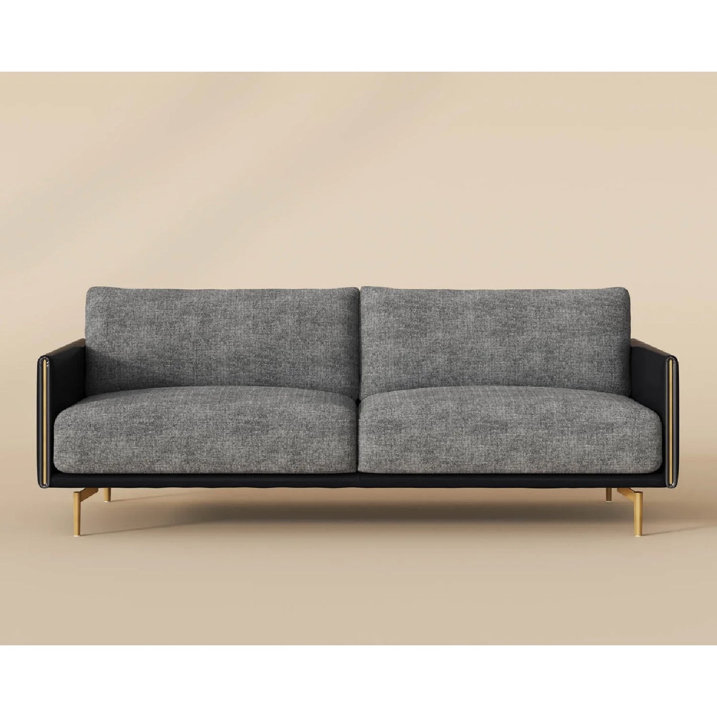 Luxury Ashi Black Leather Framed Sofa Modern Italian Style for Villa