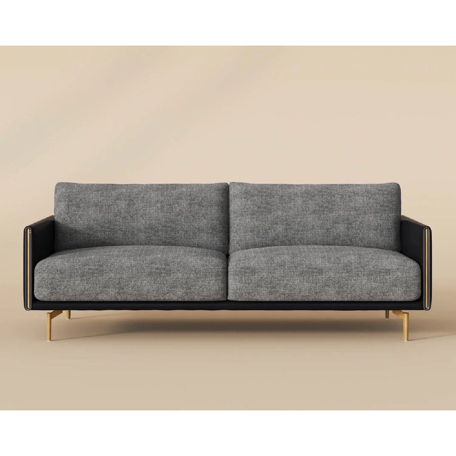 Luxury Ashi Black Leather Framed Sofa Modern Italian Style for Villa
