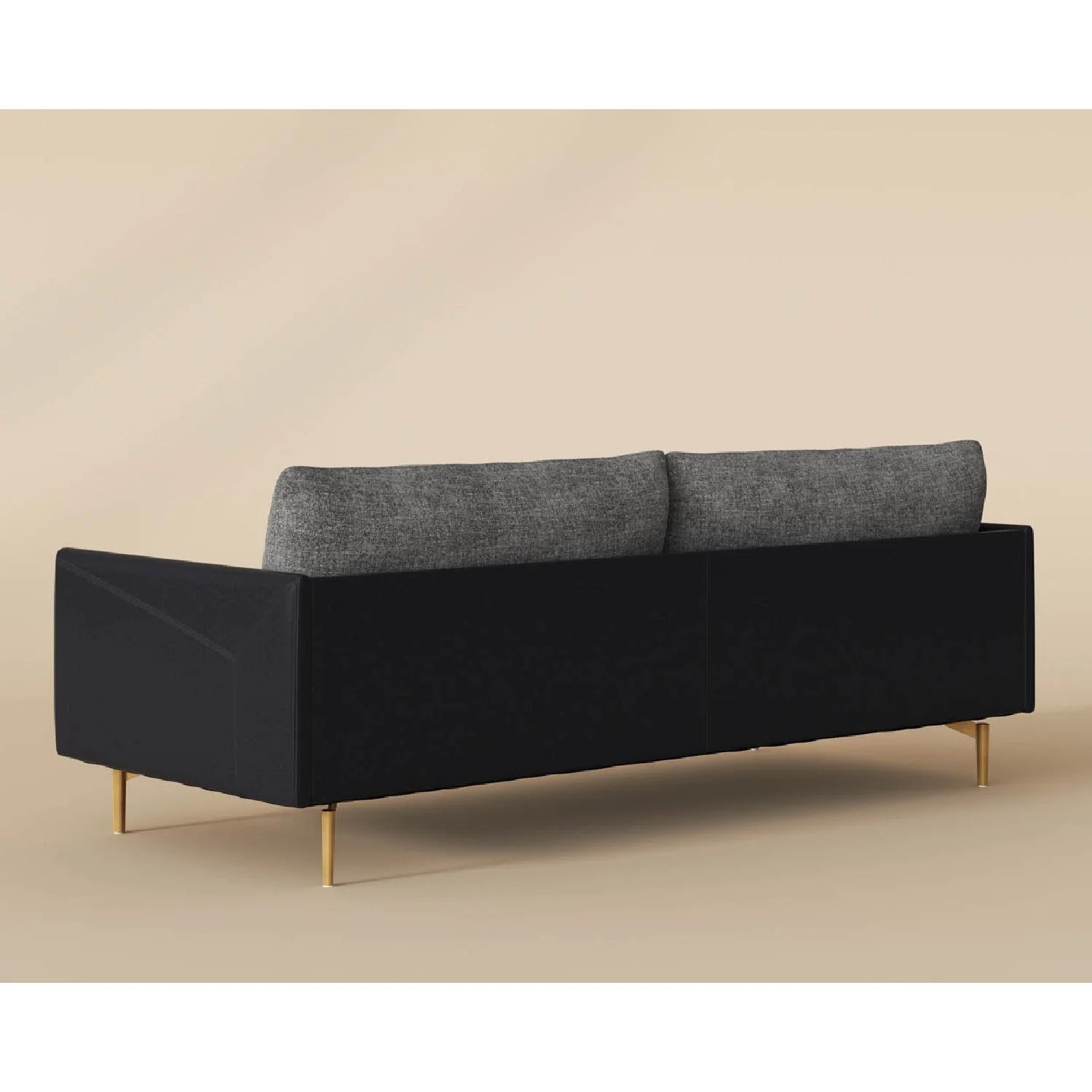 Luxury Ashi Black Leather Framed Sofa Modern Italian Style for Villa