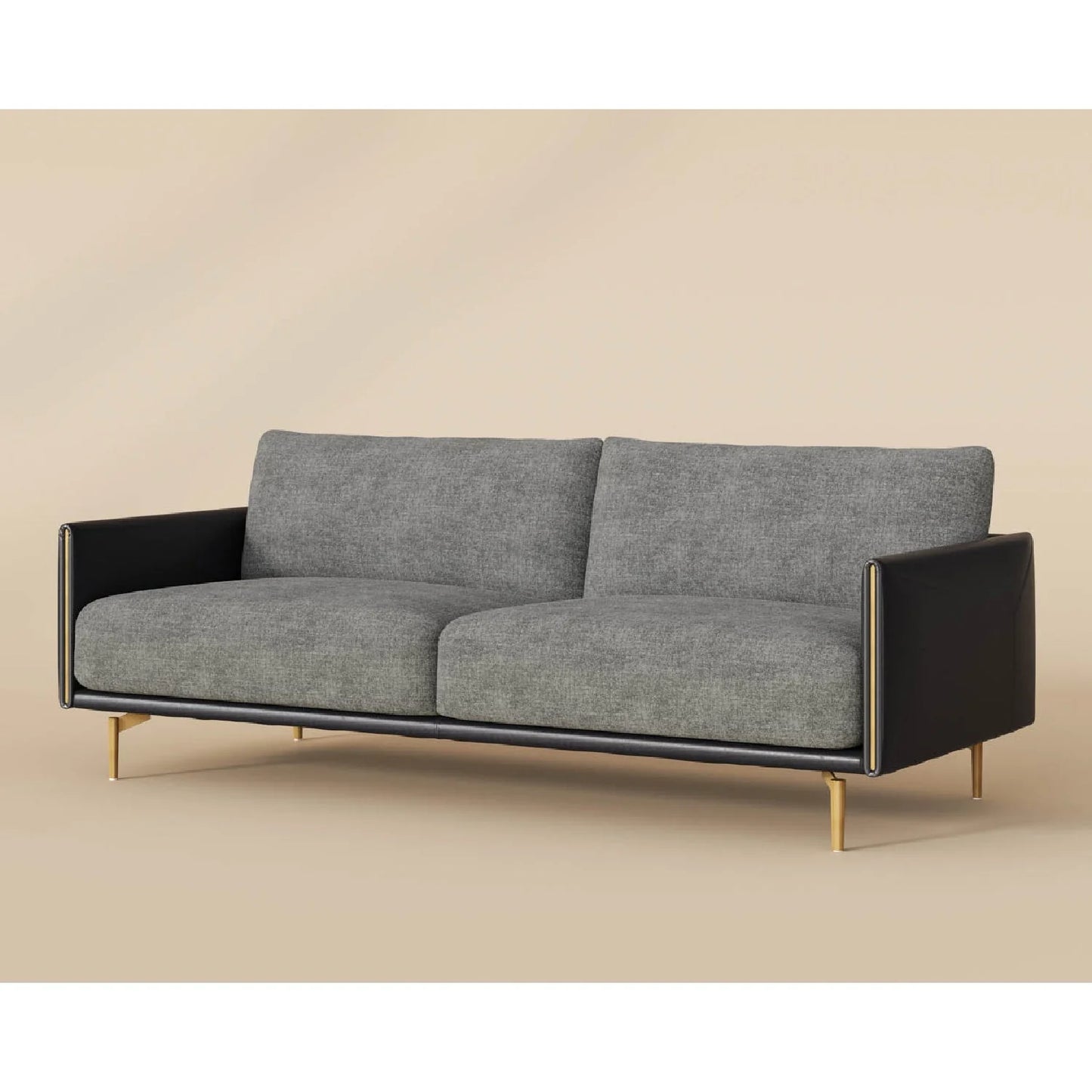Luxury Ashi Black Leather Framed Sofa Modern Italian Style for Villa