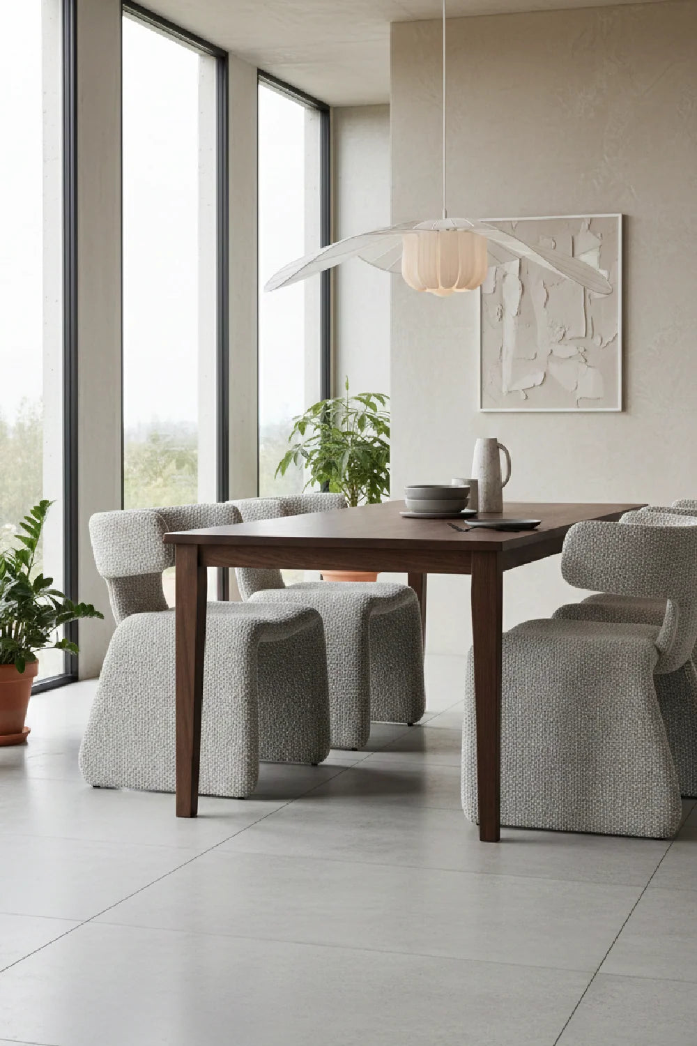 Luxury Asymmetrical Fabric Dining Chair European Style for Villa