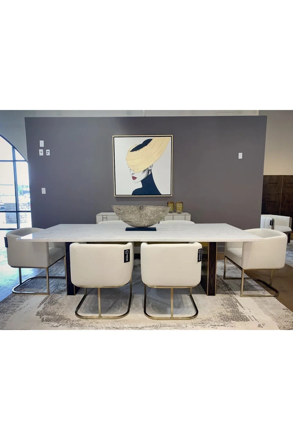 Luxury Auer Marble Rectangular Dining Table Modern Italian Style for Villa