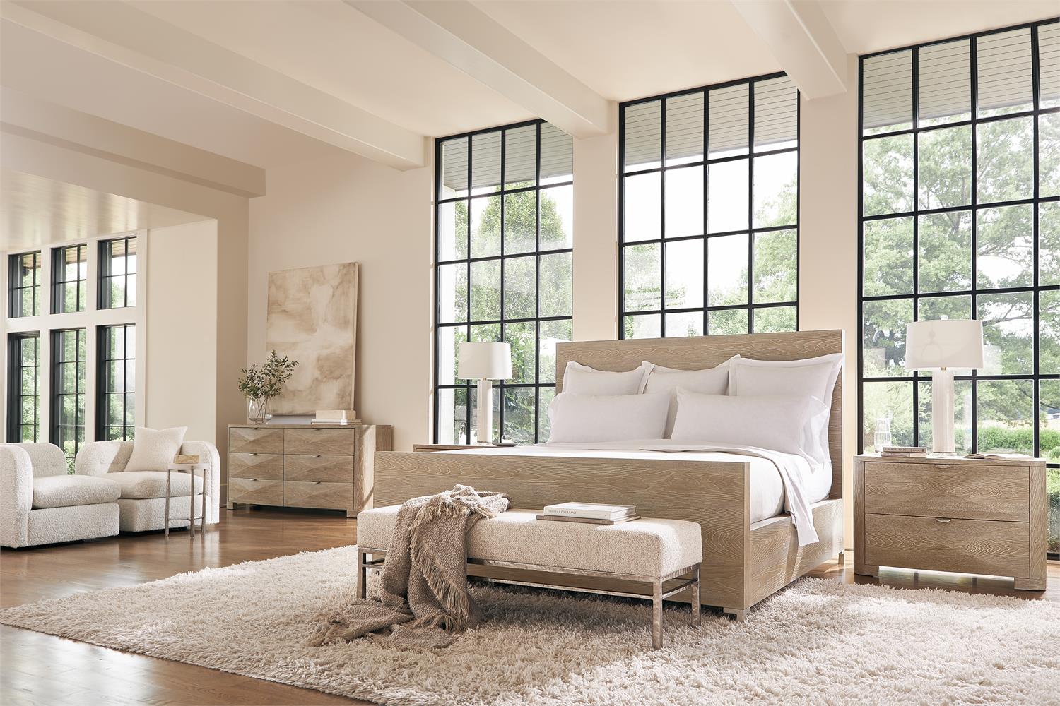 Luxury Aventura Wood Panel Bed Modern Italian Style for Villa