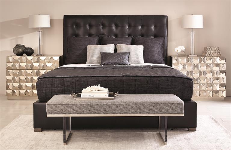 Luxury Avery Leather Panel Bed Modern Italian Style for Villa