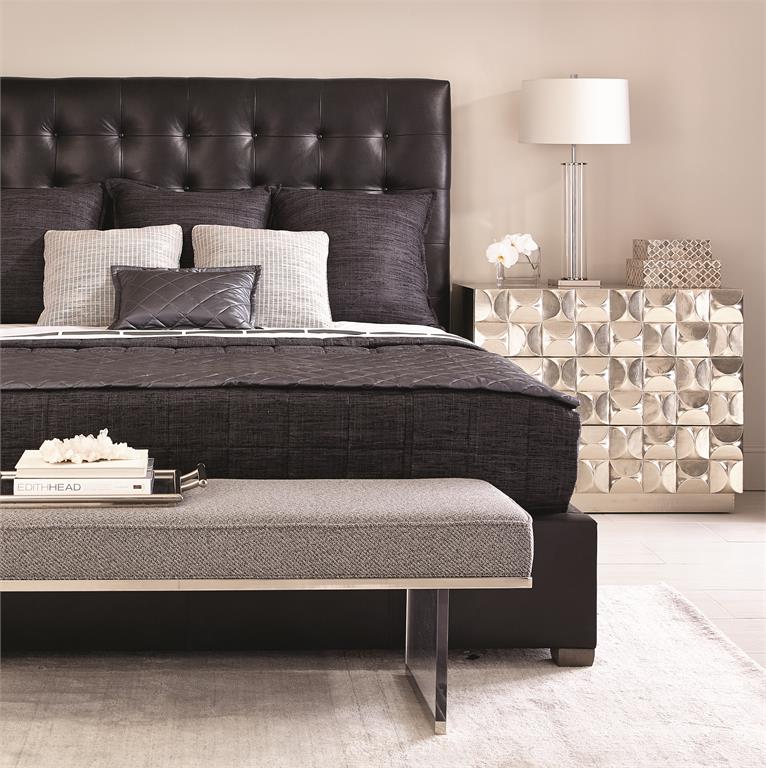 Luxury Avery Leather Panel Bed Modern Italian Style for Villa