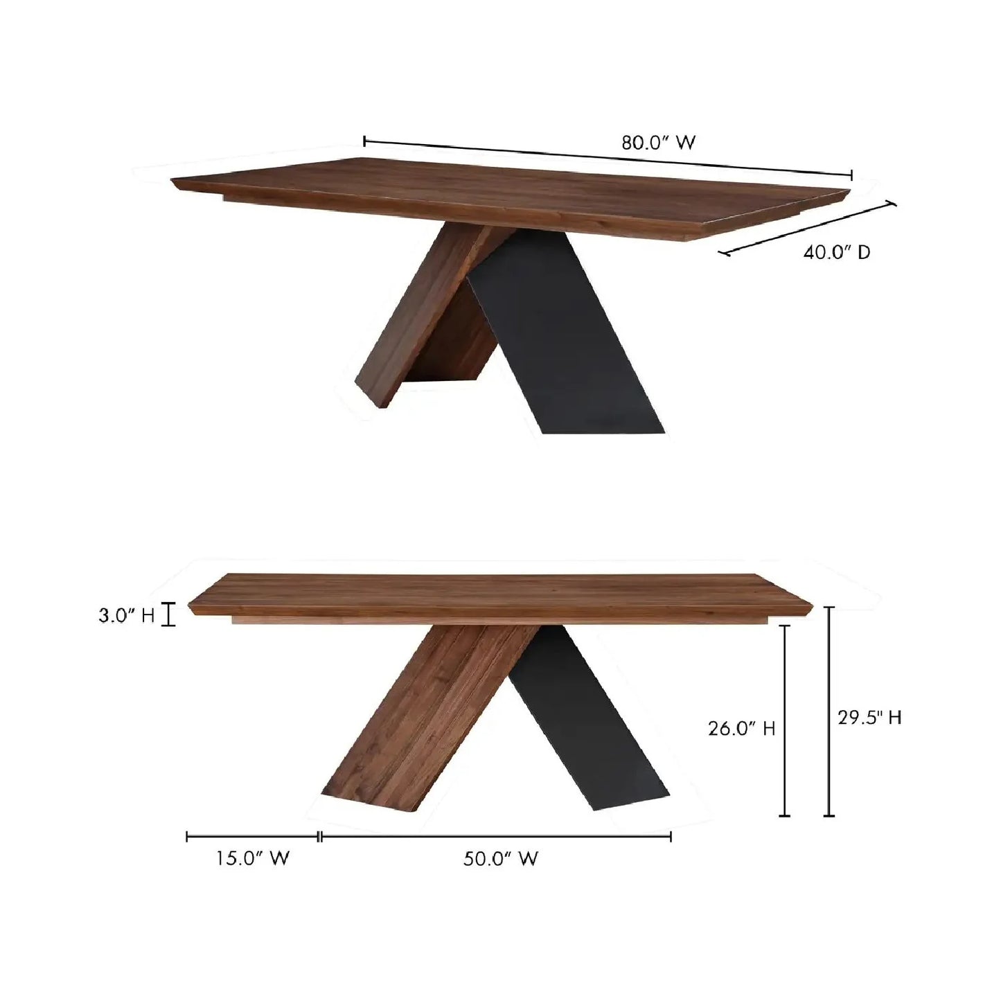 Luxury Axio Rectangular Solid Walnut Dining Table Modern Italian Style for Villa