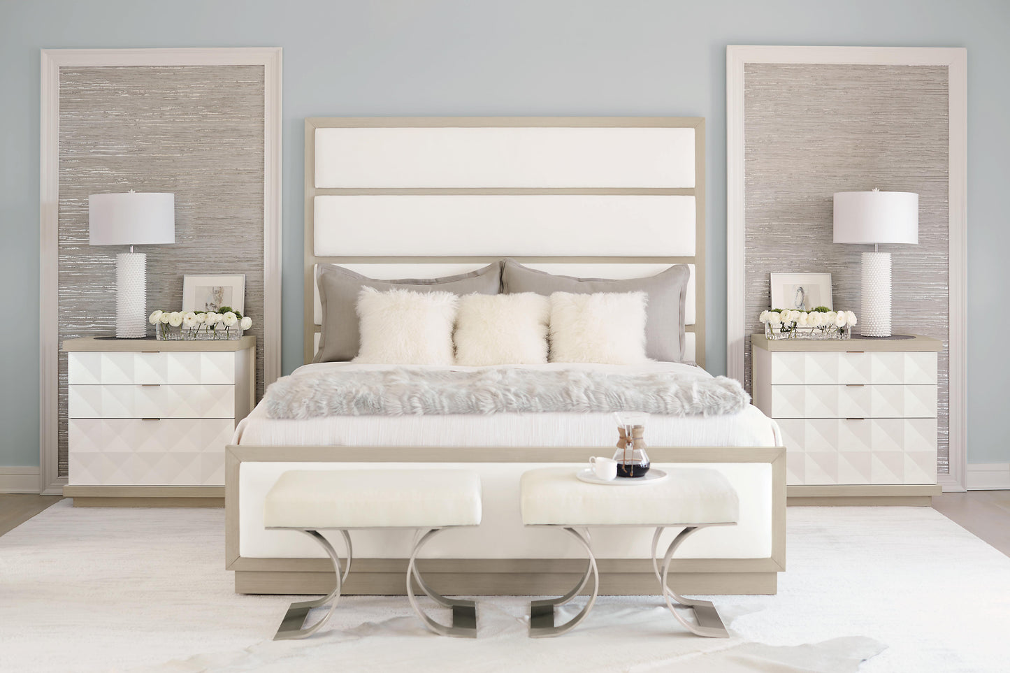 Luxury Axiom Fabric Panel Bed Modern Italian Style for Villa