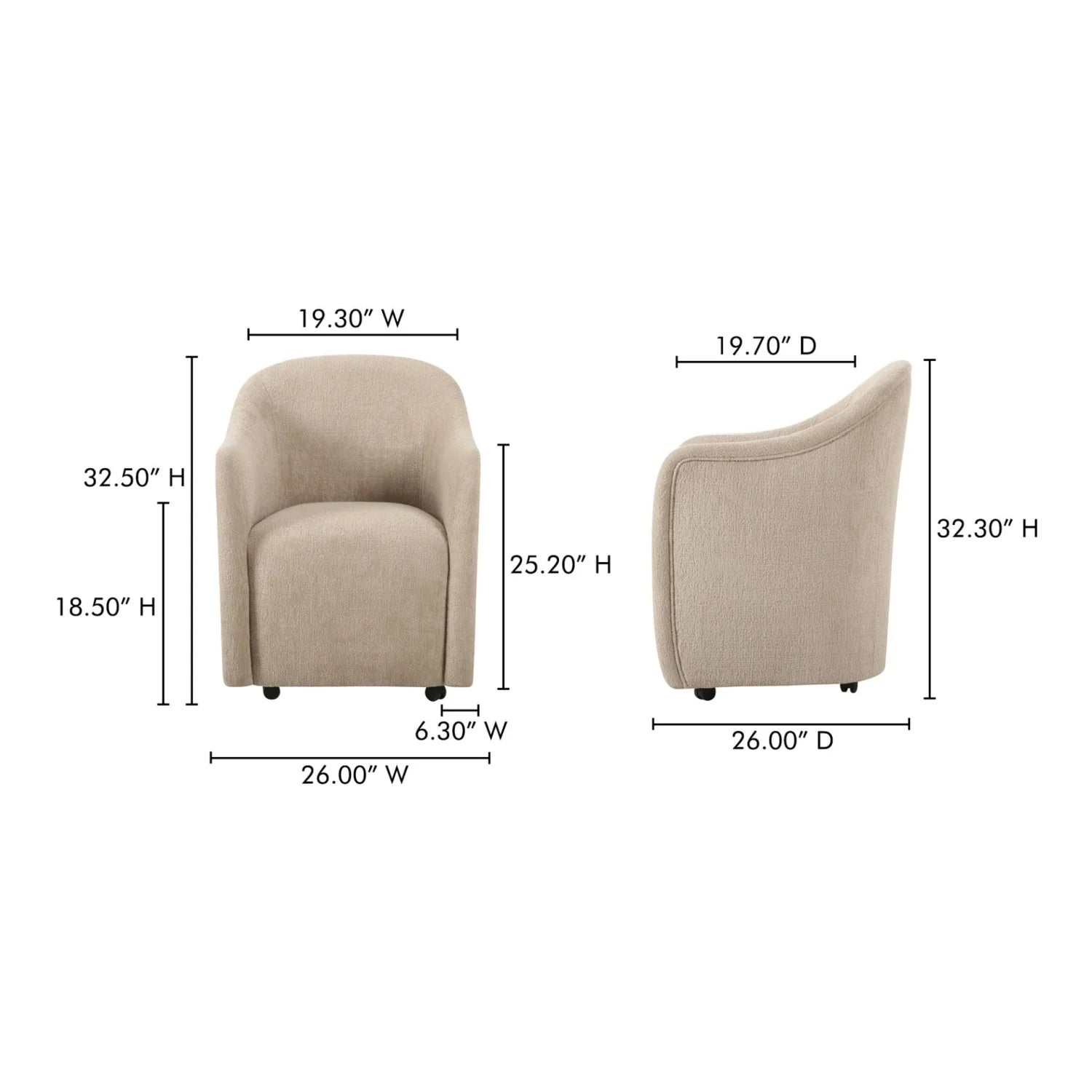 Luxury Barrel-Inspired Rolling Modern Dining Chair European Style for Villa