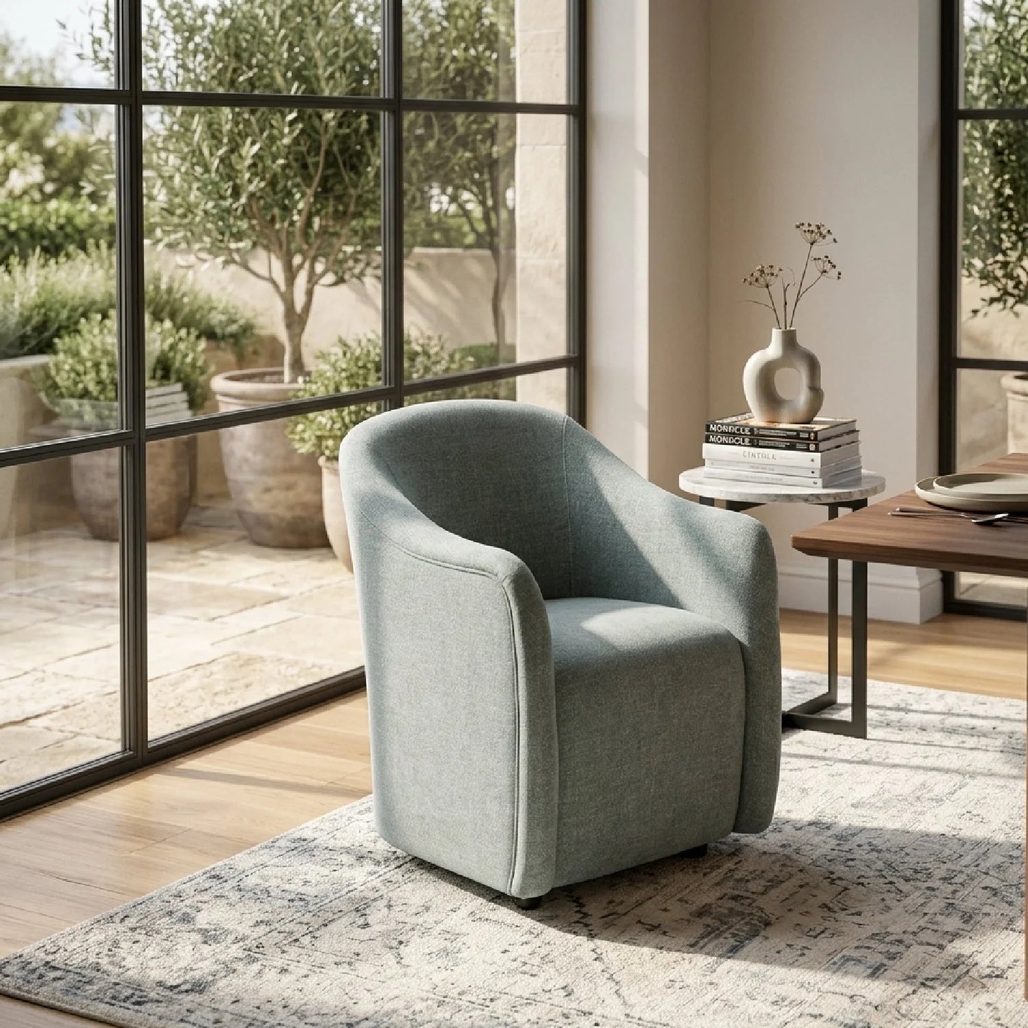 Luxury Barrel-Inspired Rolling Modern Dining Chair European Style for Villa