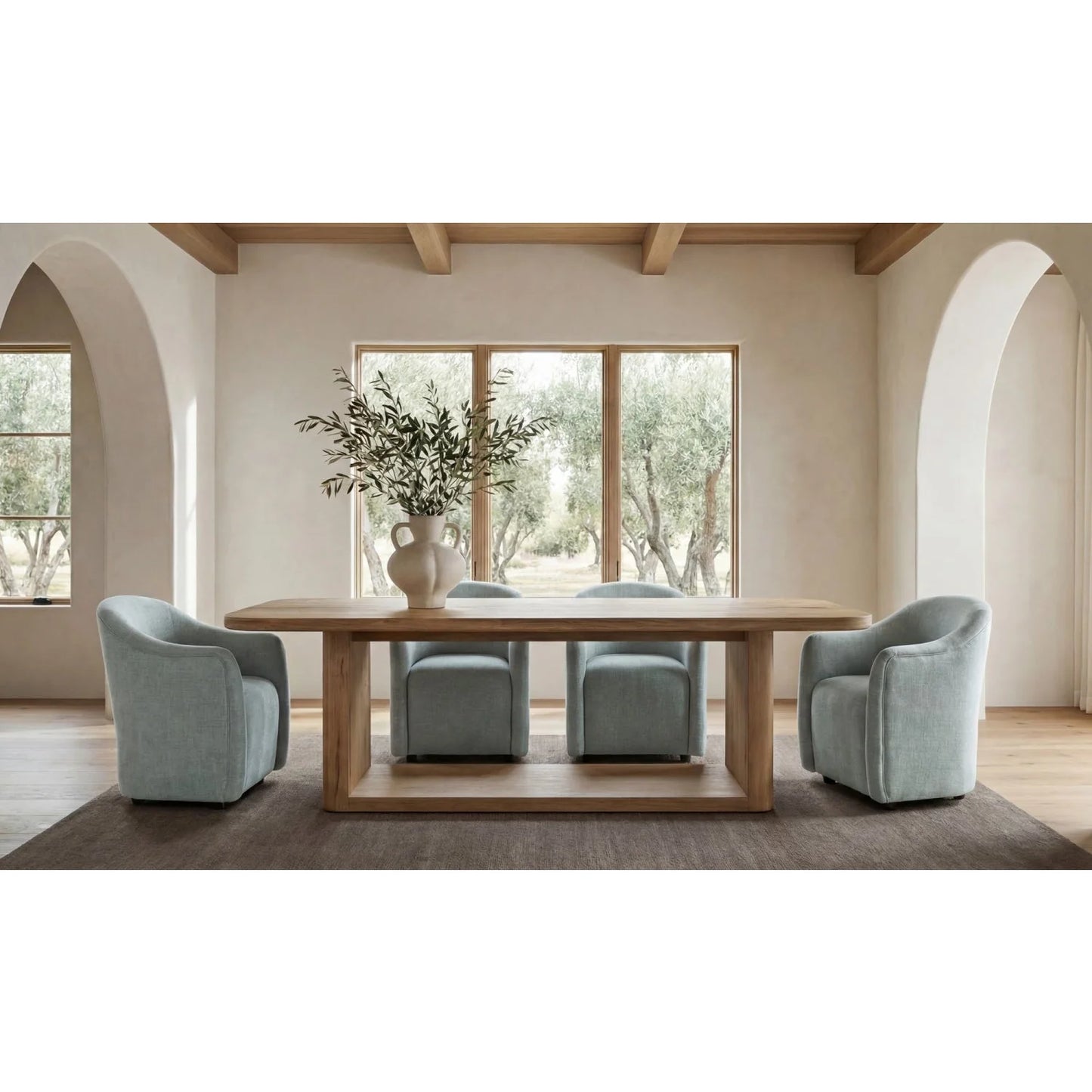 Luxury Barrel-Inspired Rolling Modern Dining Chair European Style for Villa