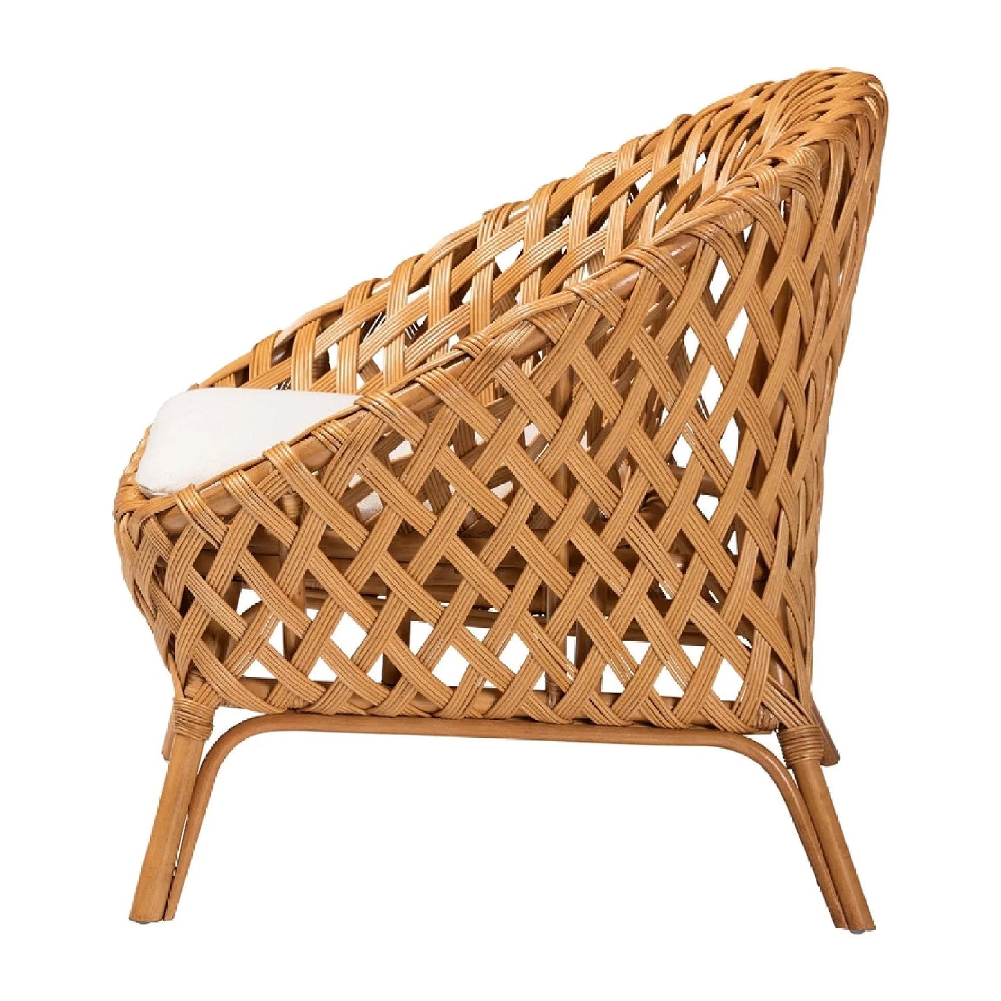 Luxury Basketweave Rattan Accent Chair Modern Italian Style for Villa