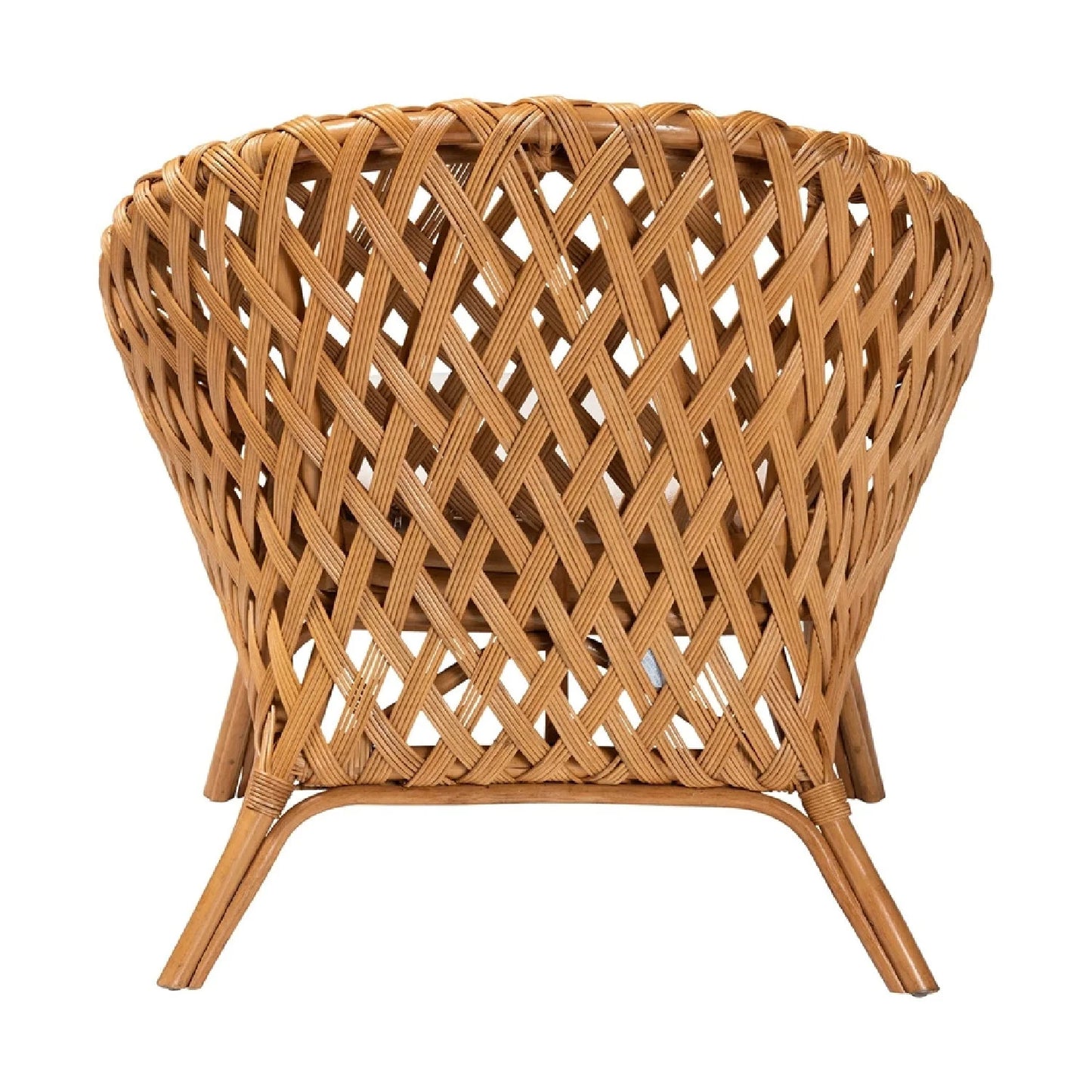 Luxury Basketweave Rattan Accent Chair Modern Italian Style for Villa