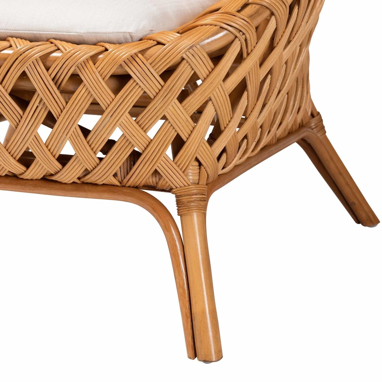 Luxury Basketweave Rattan Accent Chair Modern Italian Style for Villa