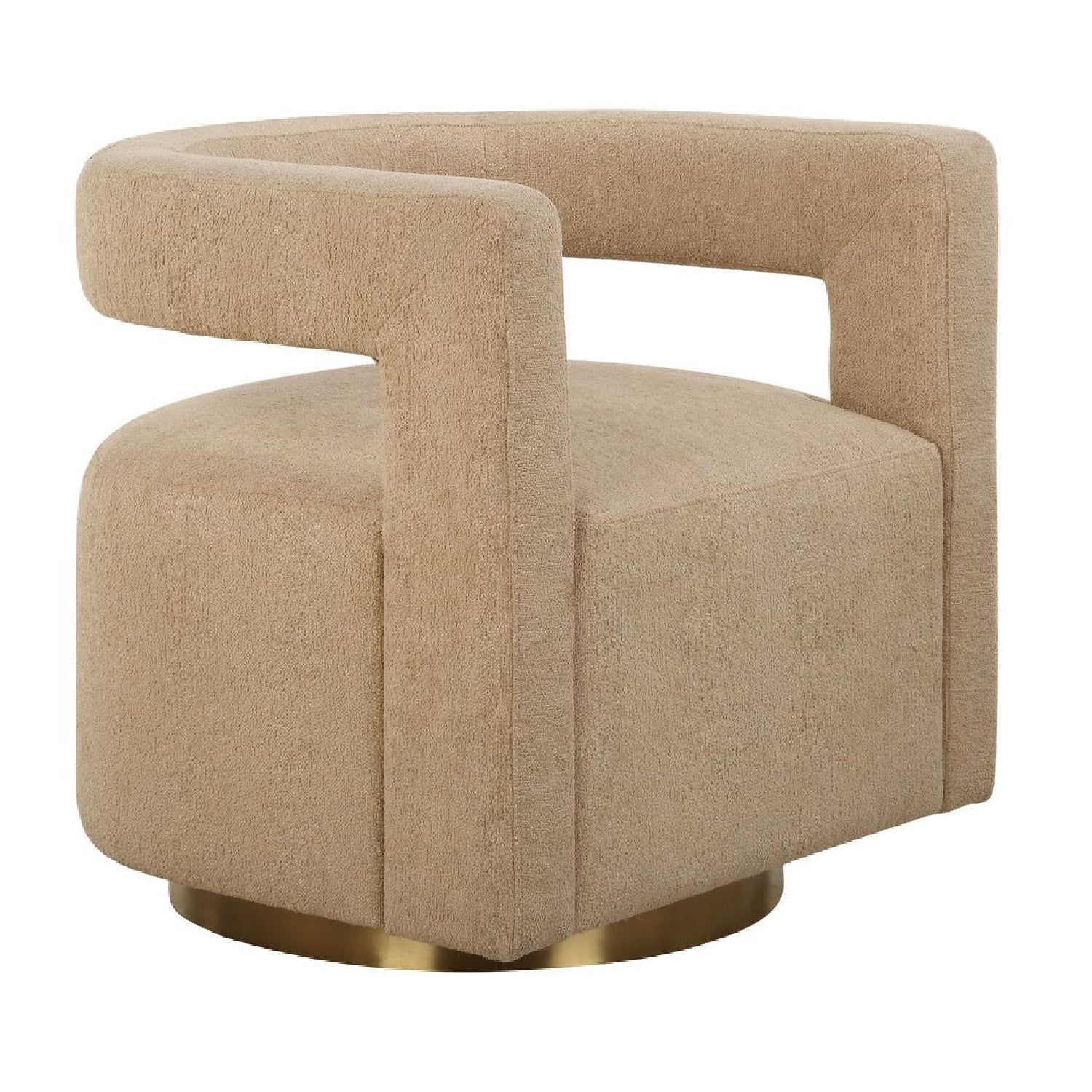 Luxury Beige Boucle Swivel Chair Modern Italian Style for Villa