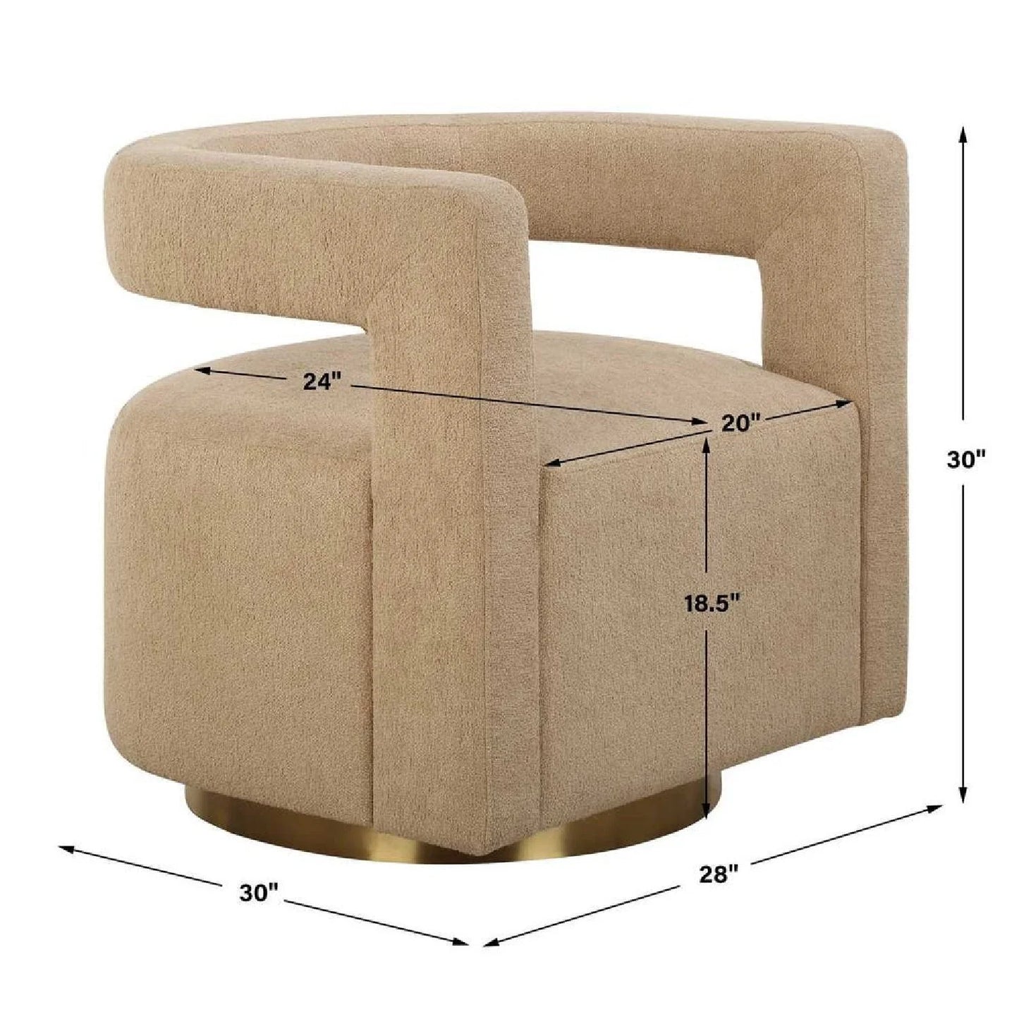 Luxury Beige Boucle Swivel Chair Modern Italian Style for Villa