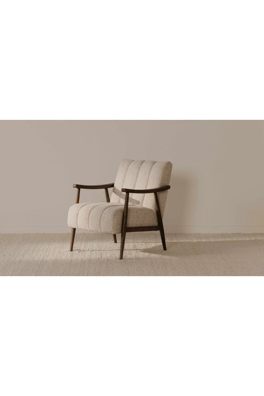 Luxury Beige Channeled Accent Chair European Style for Villa