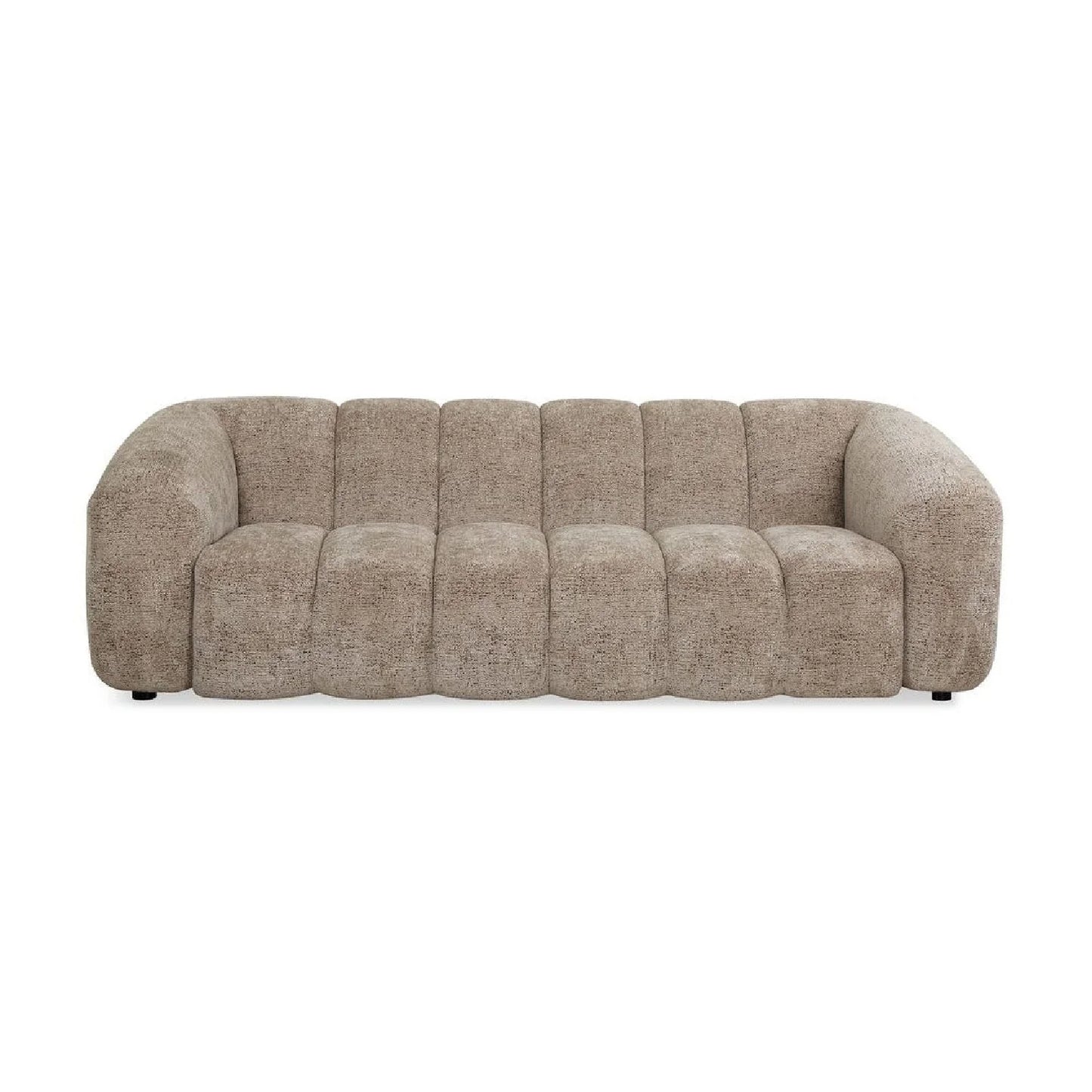 Luxury Beige Chenille Channeled Sofa Modern Italian Style for Villa