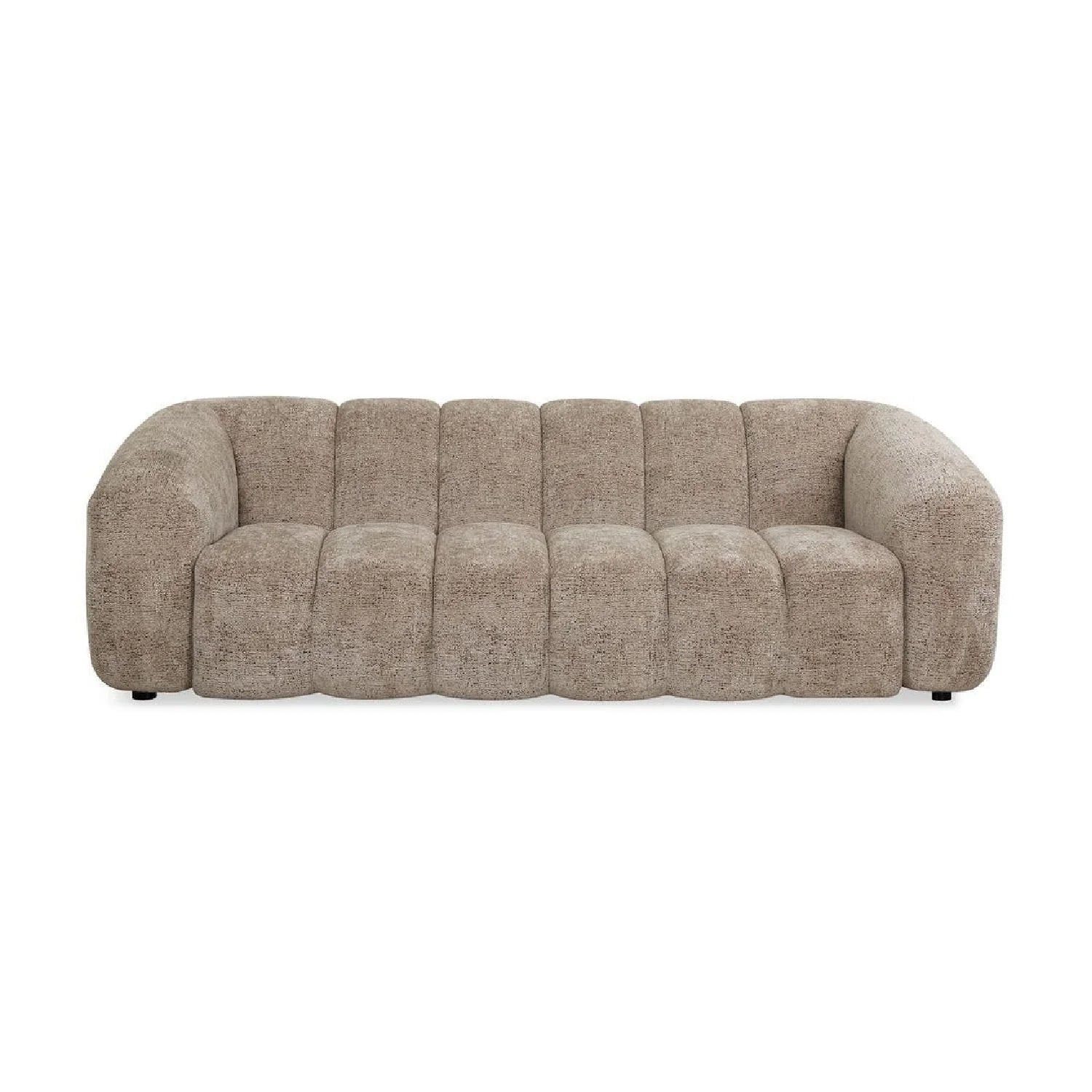 Luxury Beige Chenille Channeled Sofa Modern Italian Style for Villa