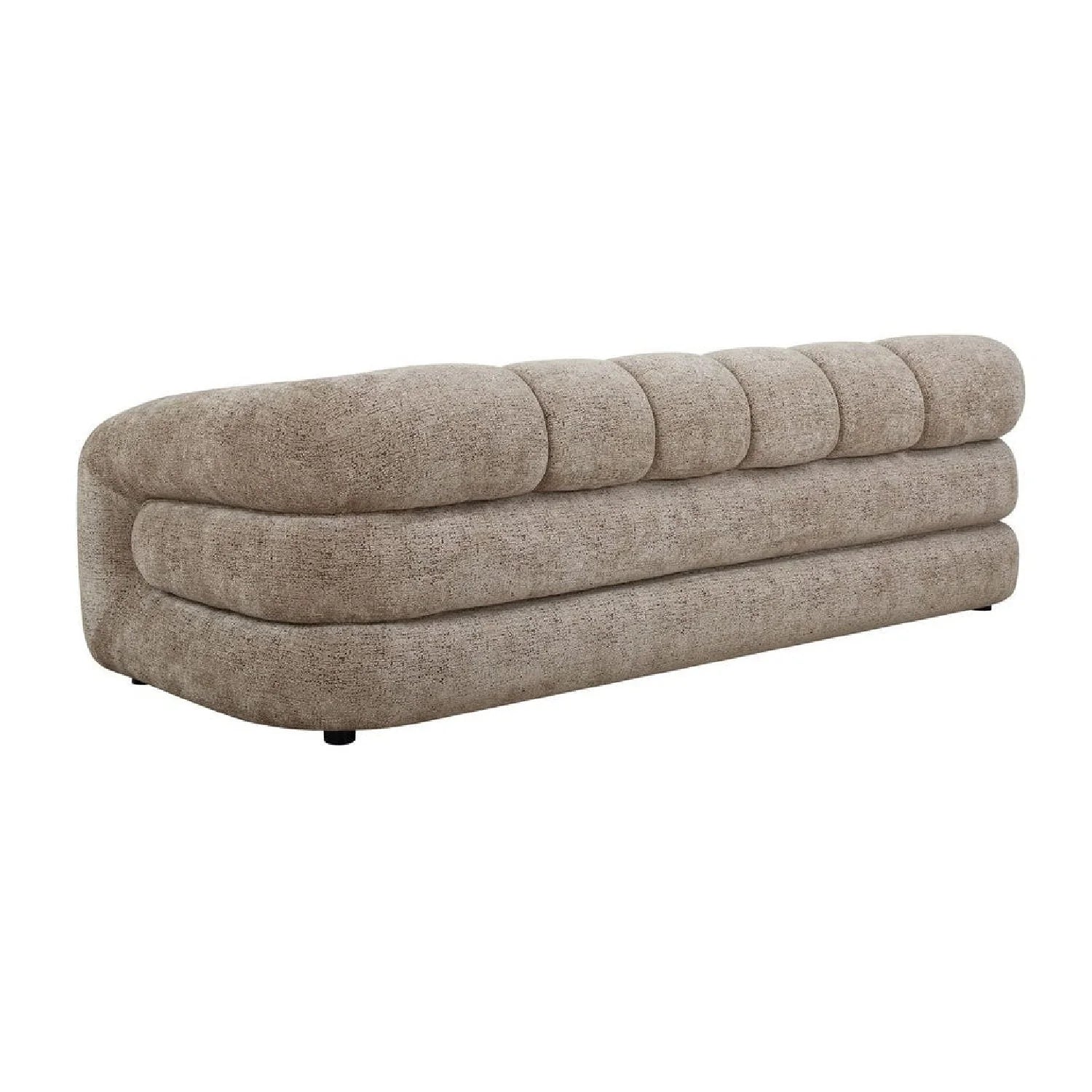Luxury Beige Chenille Channeled Sofa Modern Italian Style for Villa