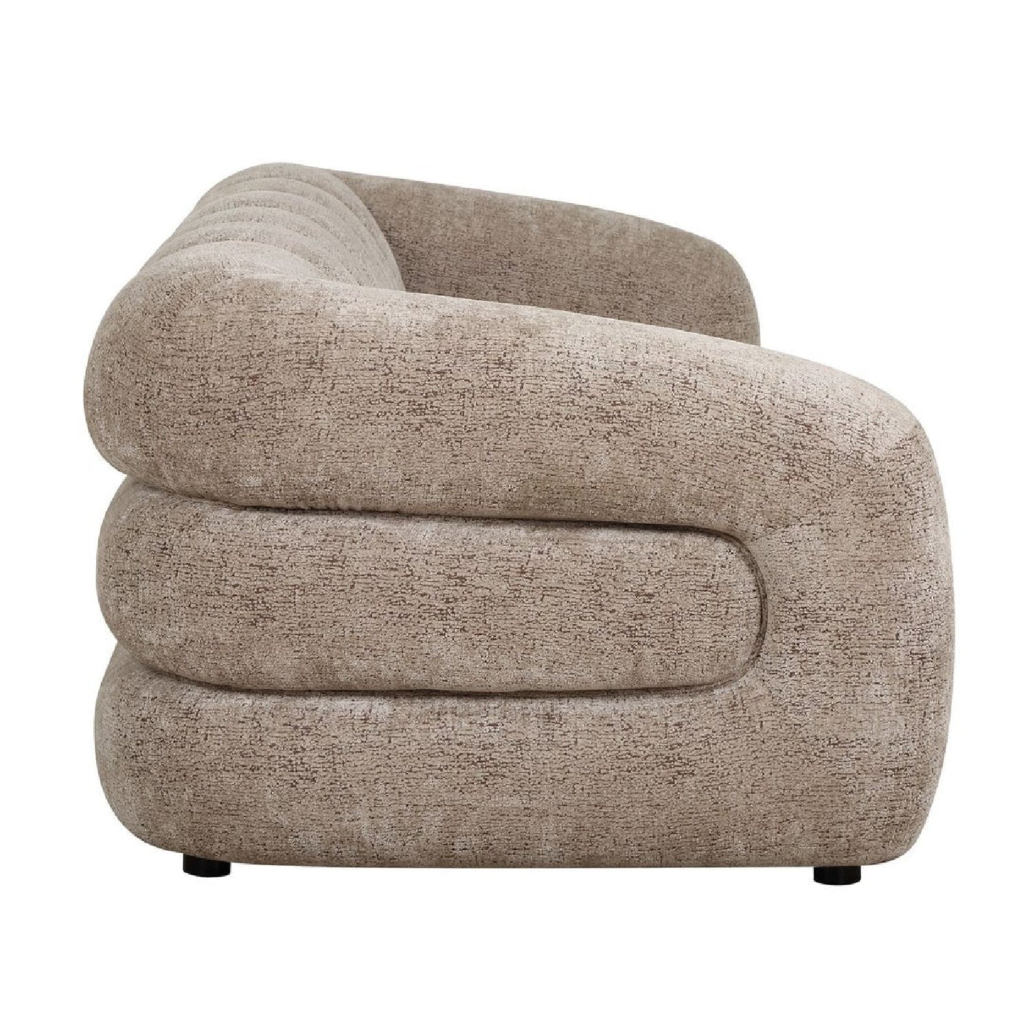 Luxury Beige Chenille Channeled Sofa Modern Italian Style for Villa