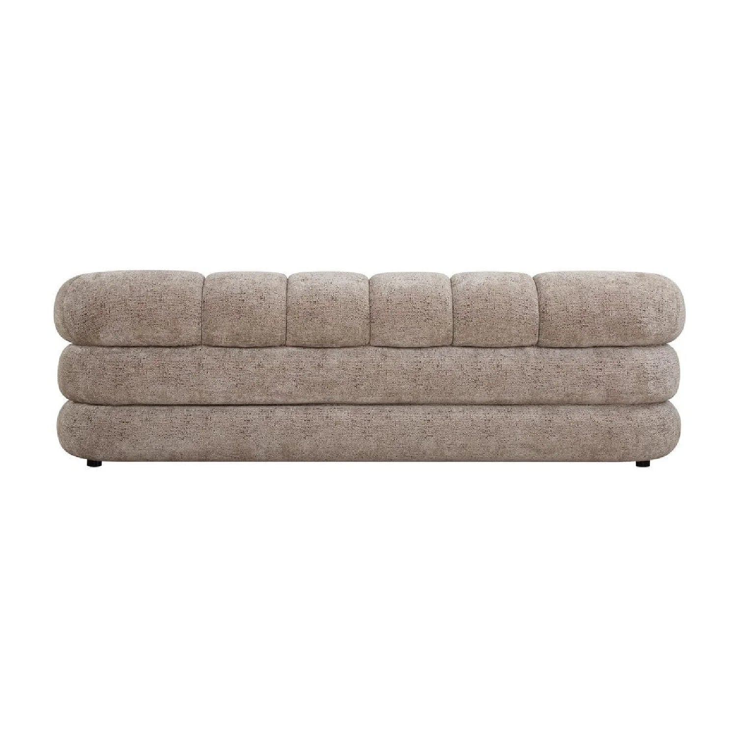 Luxury Beige Chenille Channeled Sofa Modern Italian Style for Villa