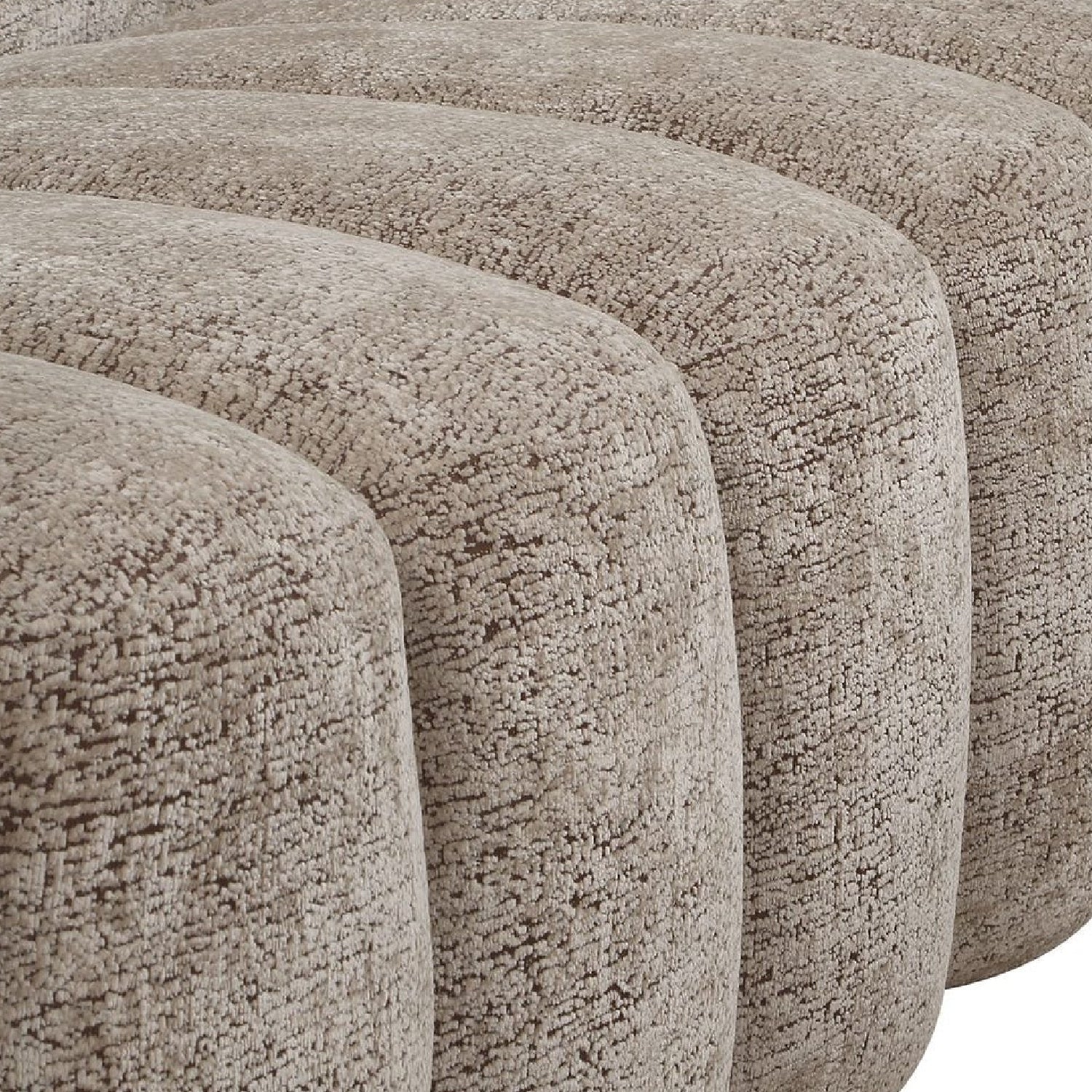 Luxury Beige Chenille Channeled Sofa Modern Italian Style for Villa