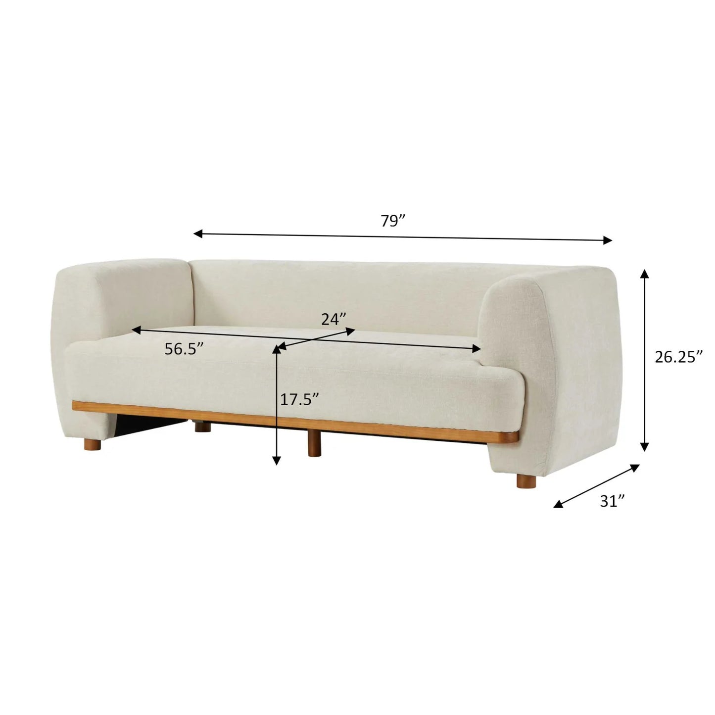 Luxury Beige Chenille Upholstered Sofa Modern Italian Style for Villa