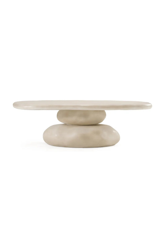 Luxury Beige Concrete Coffee Table Modern Italian Style for Villa