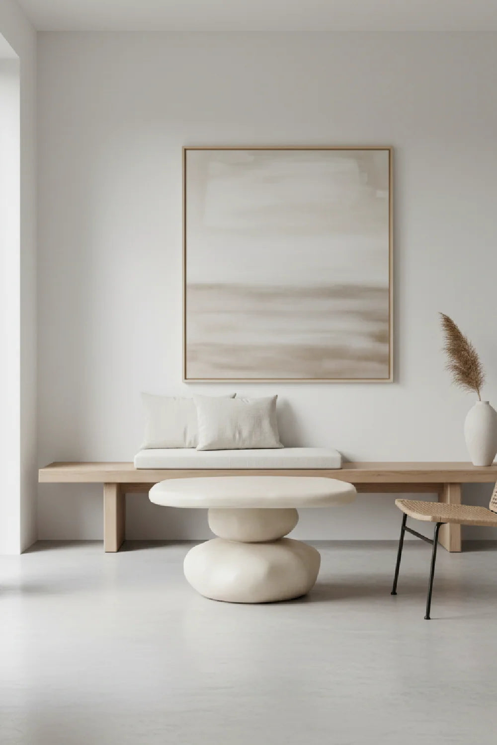 Luxury Beige Concrete Coffee Table Modern Italian Style for Villa