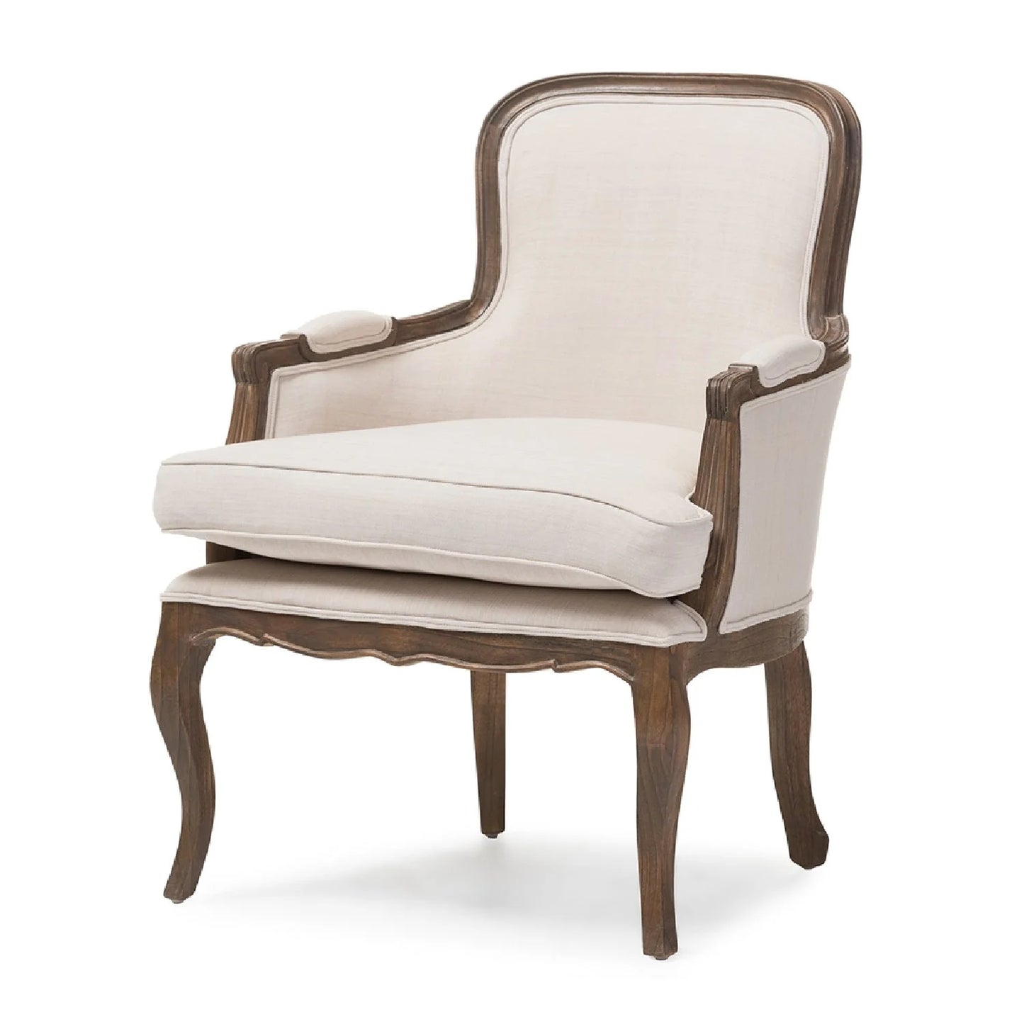 Luxury Beige Cotton Accent Chair Modern Italian Style for Villa