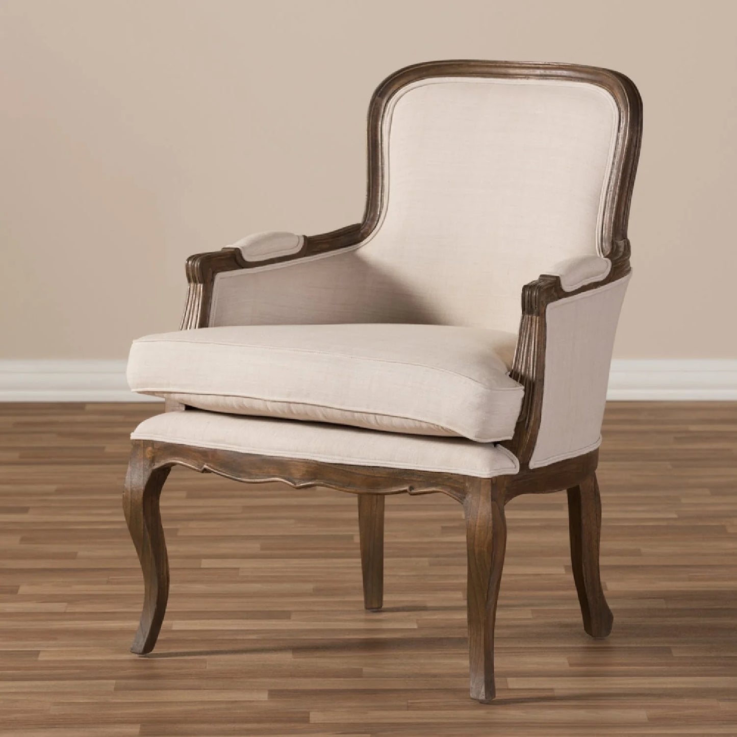 Luxury Beige Cotton Accent Chair Modern Italian Style for Villa