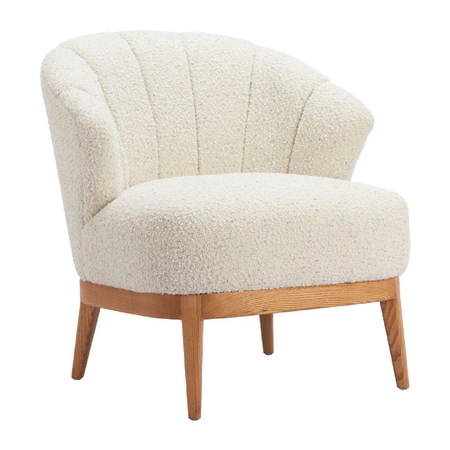 Luxury Beige Curved Back Lounge Chair European Style for Villa