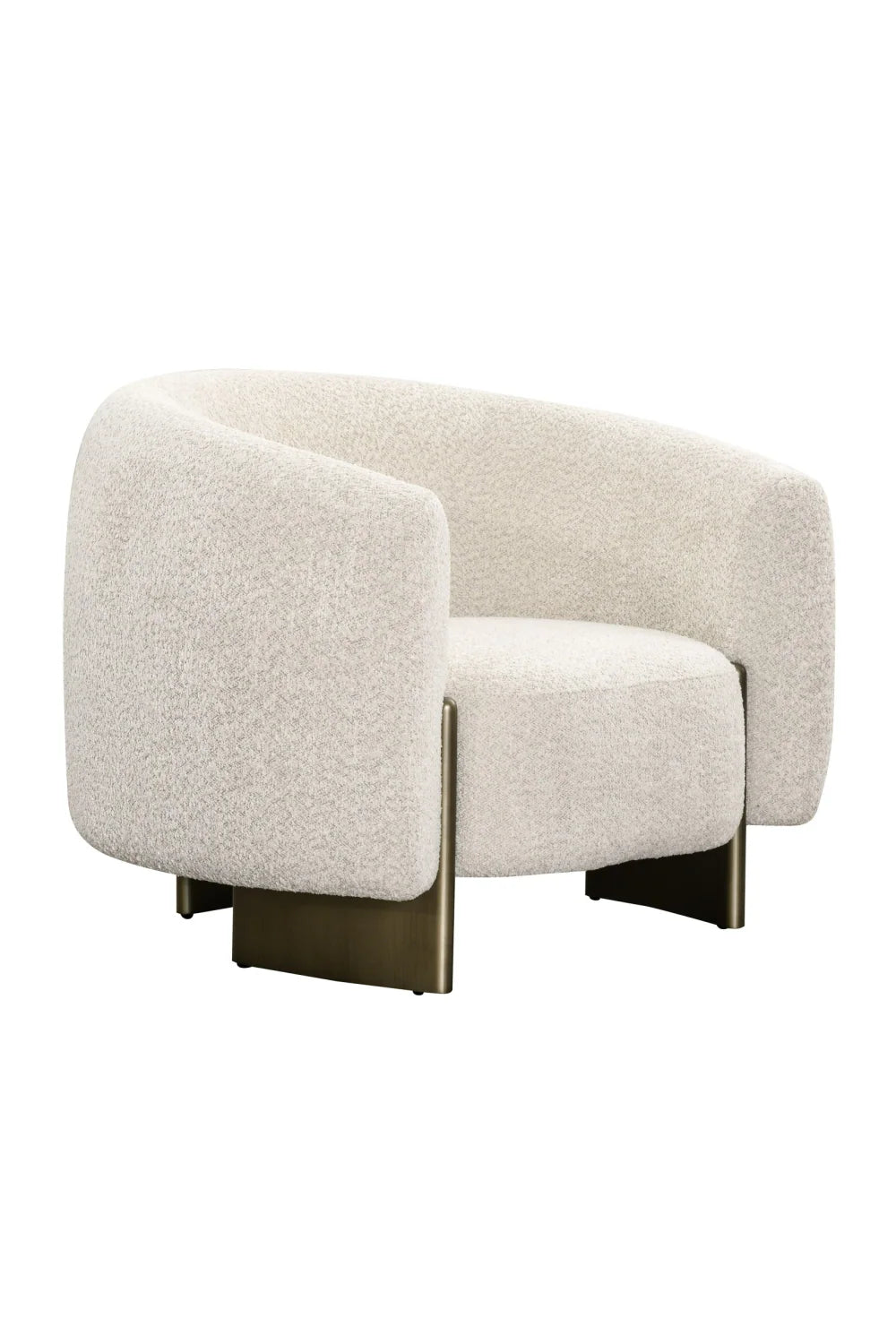 Luxury Beige Curved Fabric Accent Chair European Style for Villa