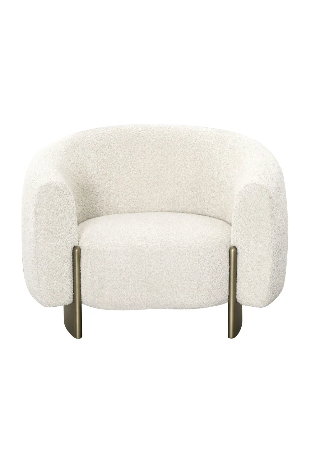 Luxury Beige Curved Fabric Accent Chair European Style for Villa