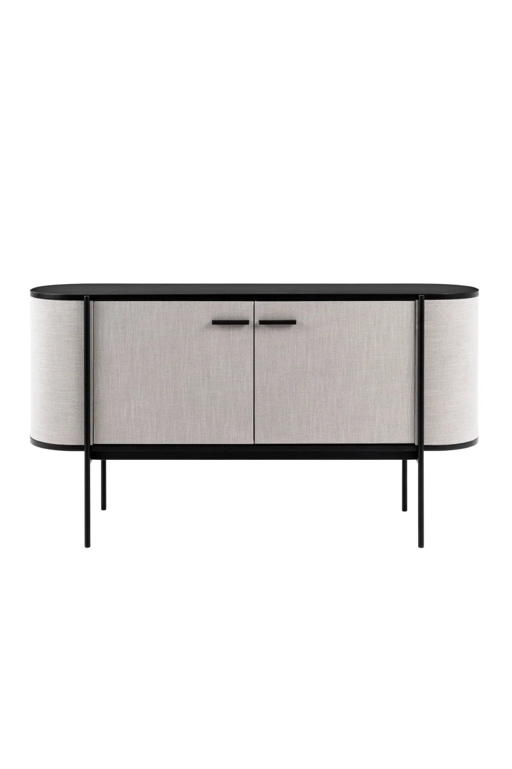 Luxury Beige Fabric 2-Door Sideboard European Style for Villa