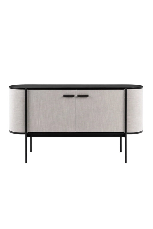 Luxury Beige Fabric 2-Door Sideboard European Style for Villa