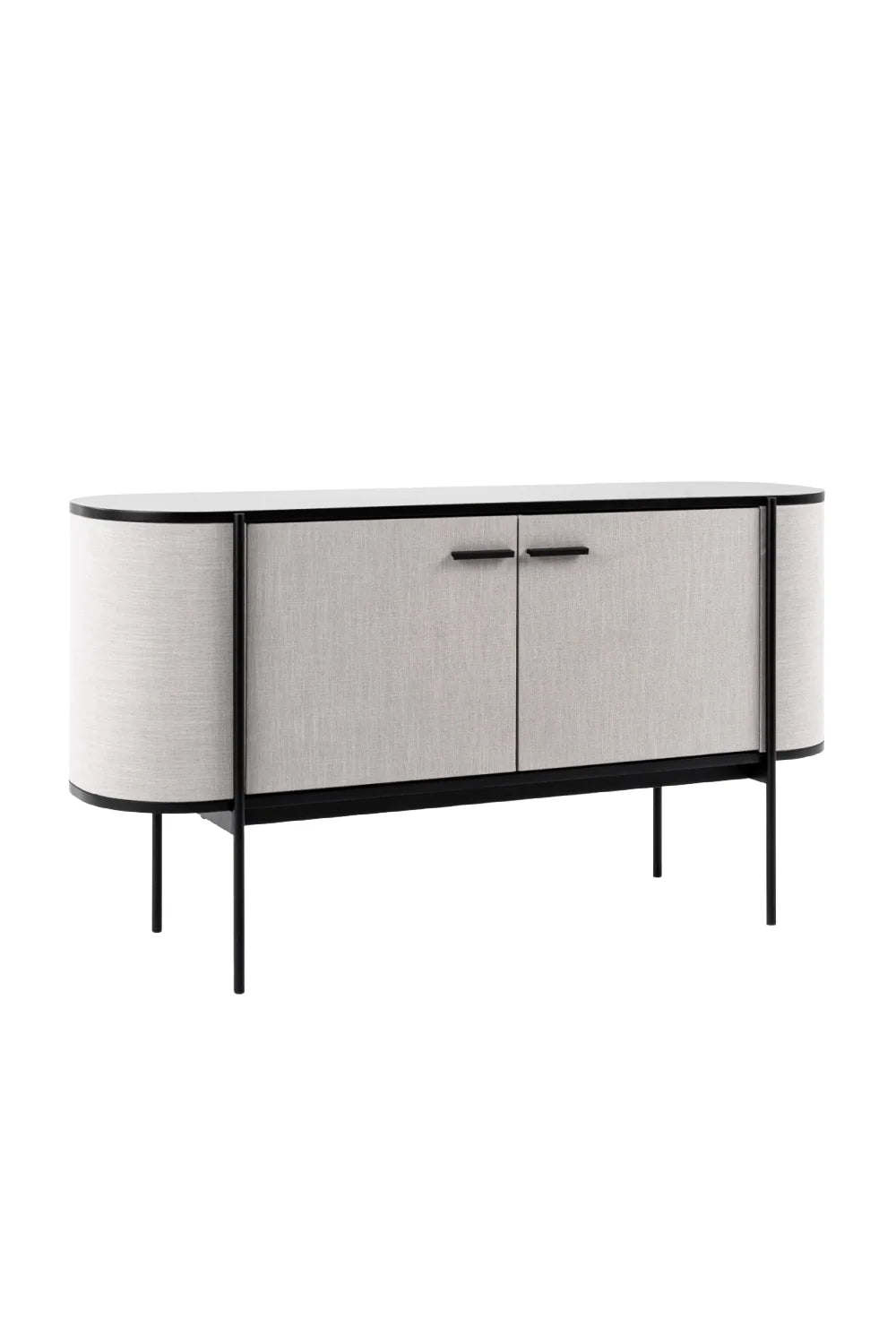 Luxury Beige Fabric 2-Door Sideboard European Style for Villa