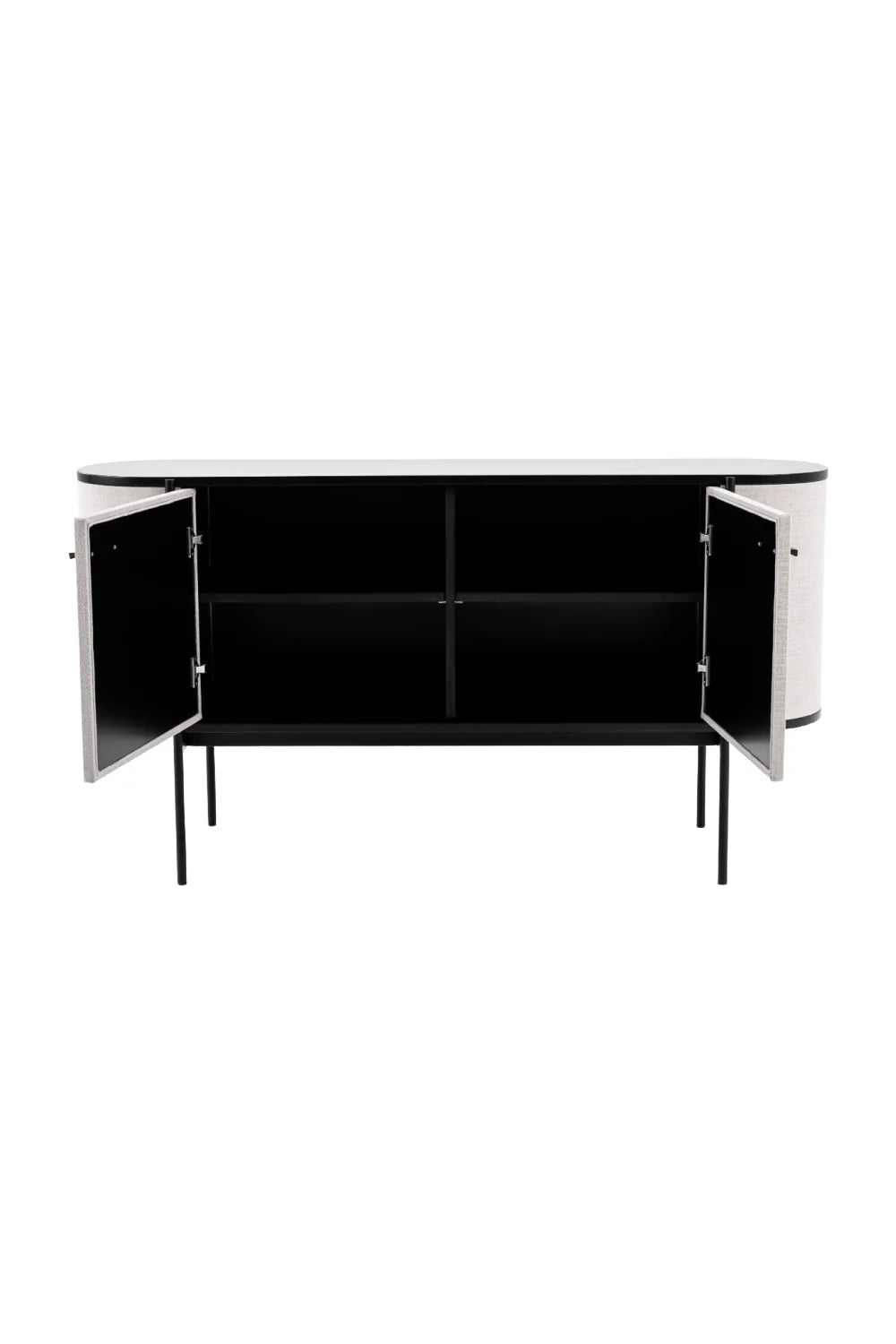 Luxury Beige Fabric 2-Door Sideboard European Style for Villa