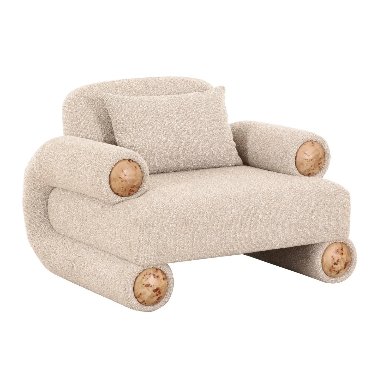 Luxury Beige Fabric Accent Chair European Style for Villa