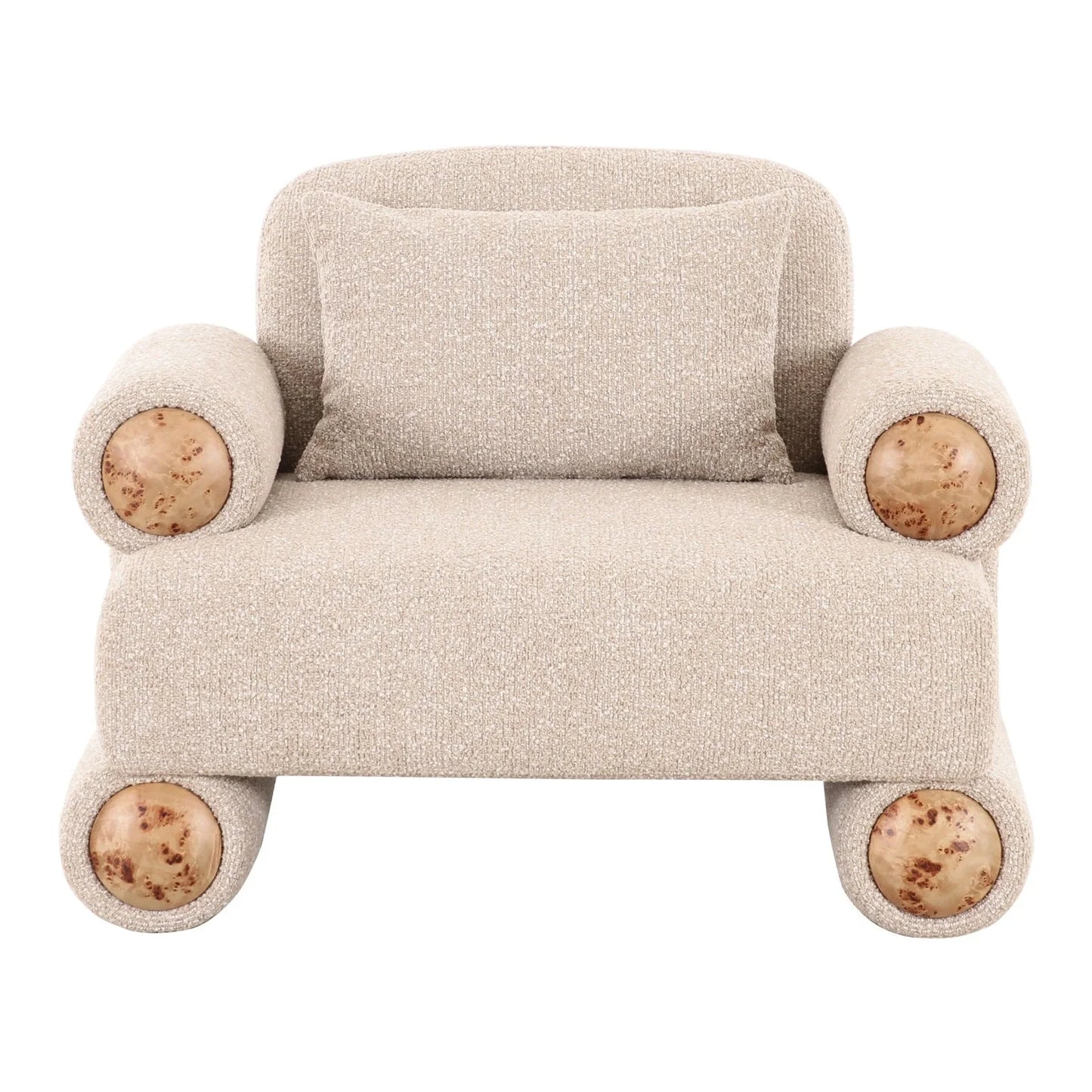 Luxury Beige Fabric Accent Chair European Style for Villa