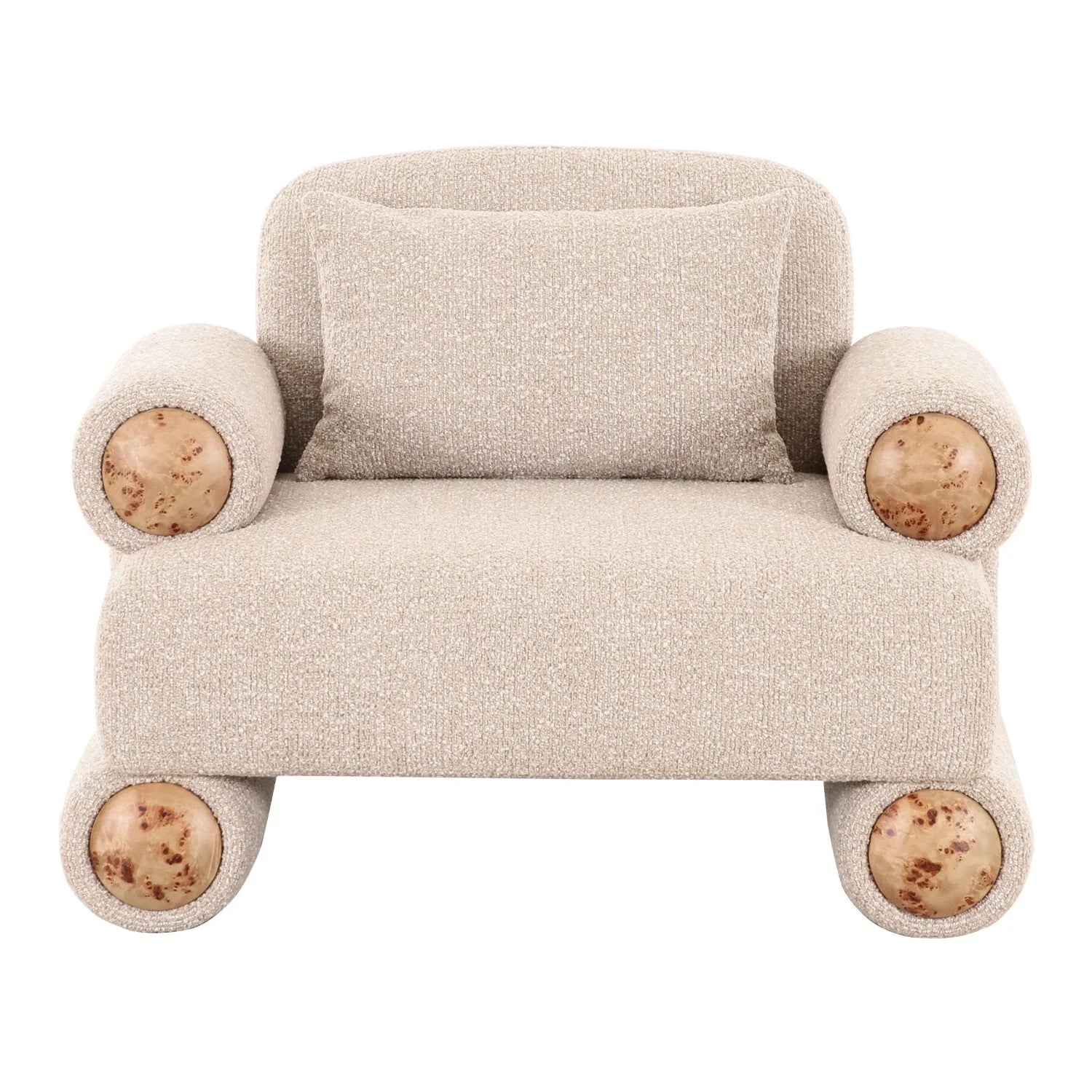 Luxury Beige Fabric Accent Chair European Style for Villa