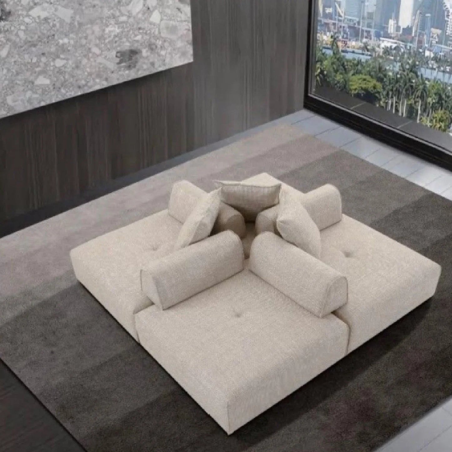 Luxury Beige Fabric Accent Chair Modern European Style for Villa