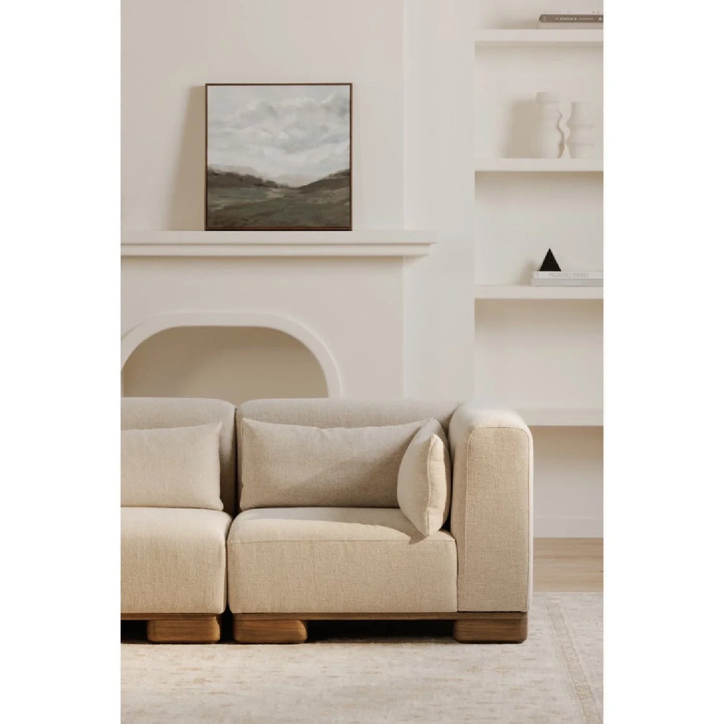 Luxury Beige Fabric Corner Chair Modern Italian Style for Villa