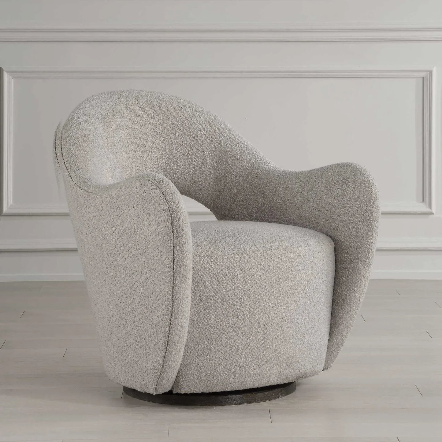 Luxury Beige Fabric Cutout Swivel Chair Modern Italian Style for Villa